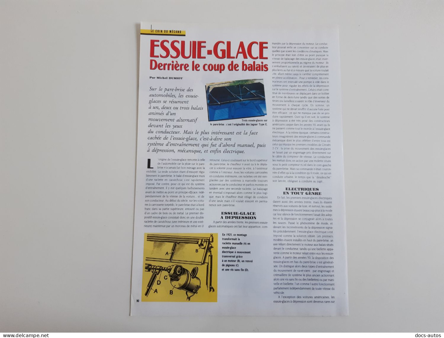 Essuie Glace - Coupure De Presse Technique - Autres & Non Classés