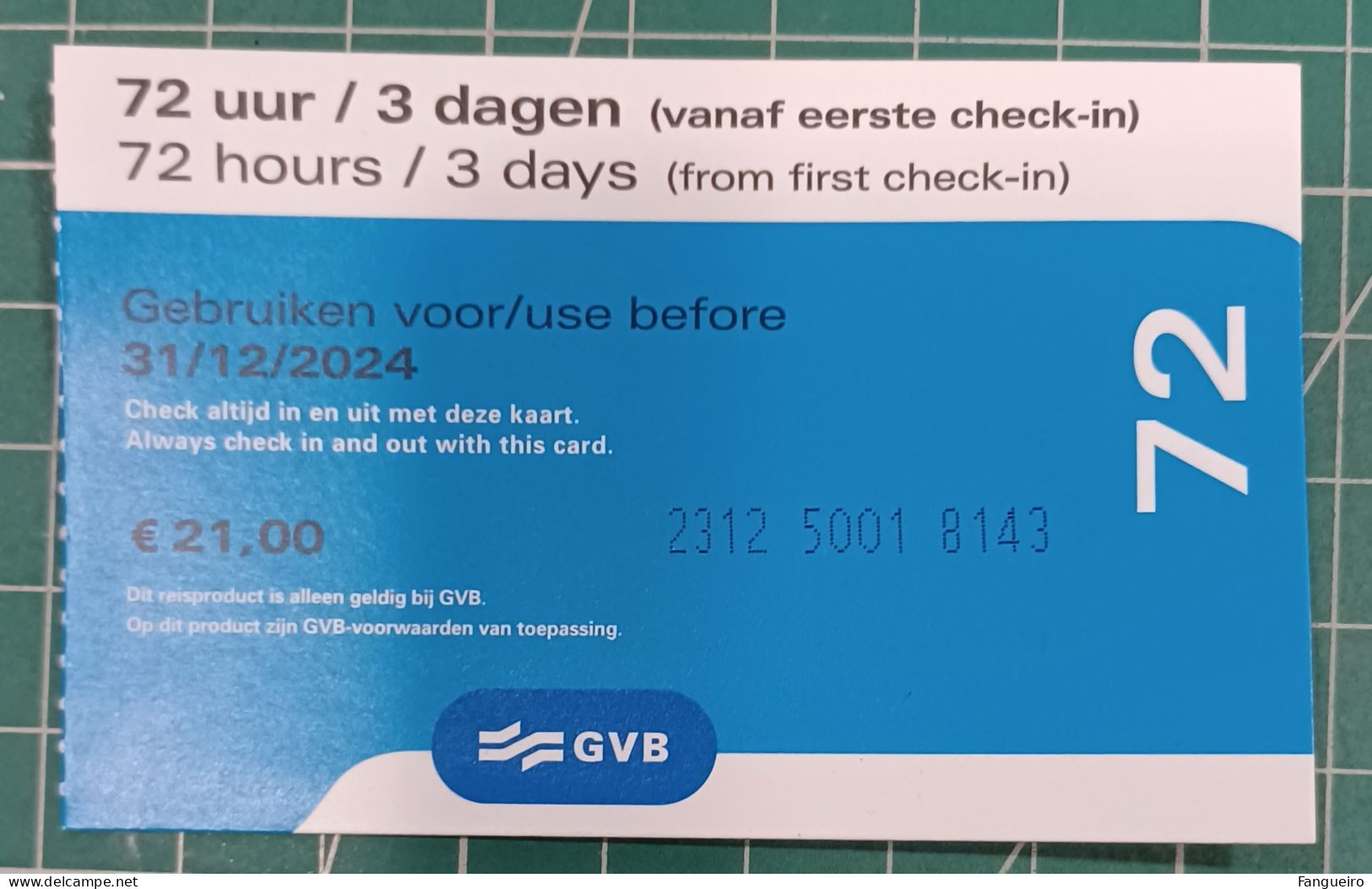 NETHERLANDS BUS TICKET - Europa