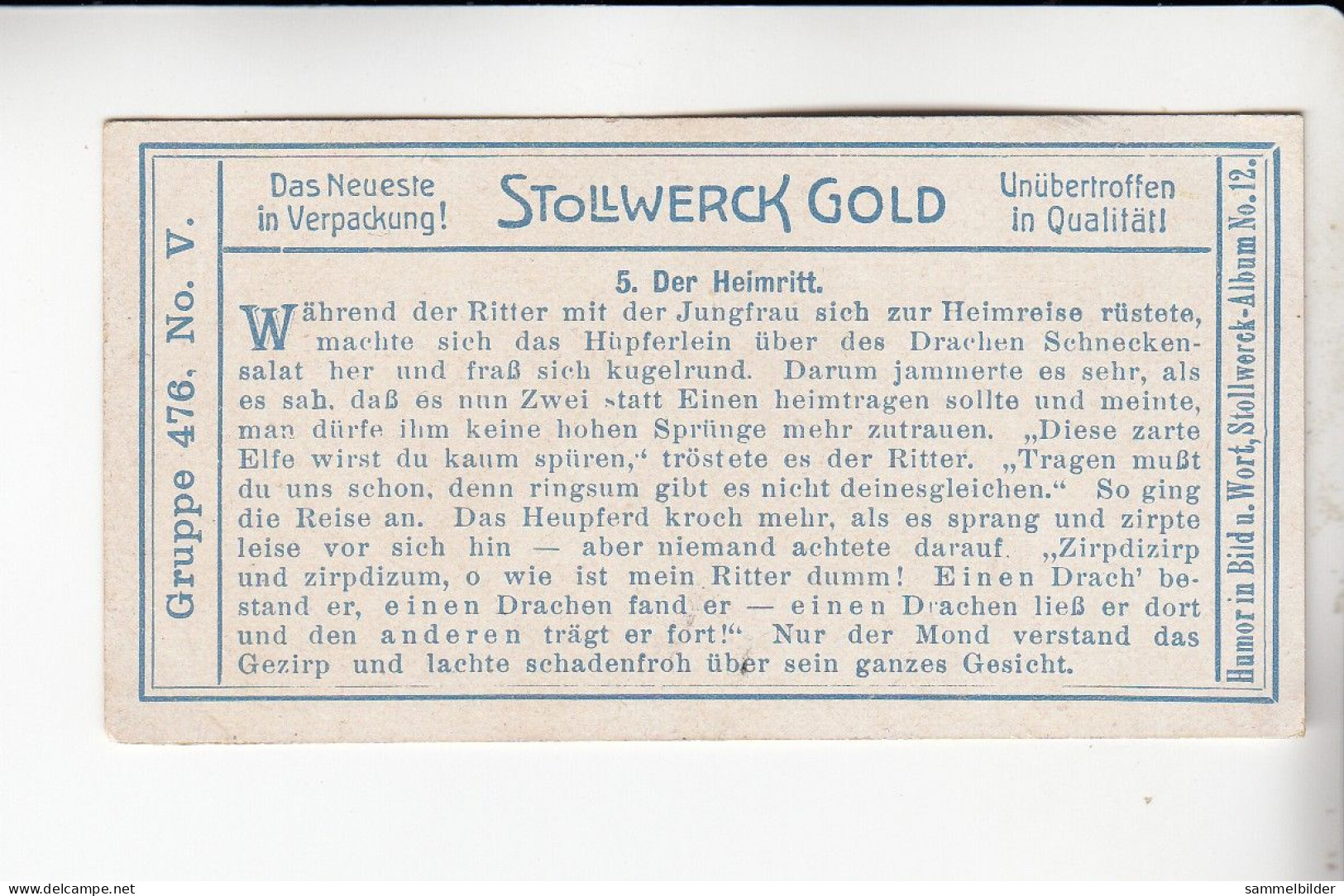 Stollwerck Album No 12 Ritter Ewald  Der Heimritt  Grp 476 #5 Von 1911 - Stollwerck