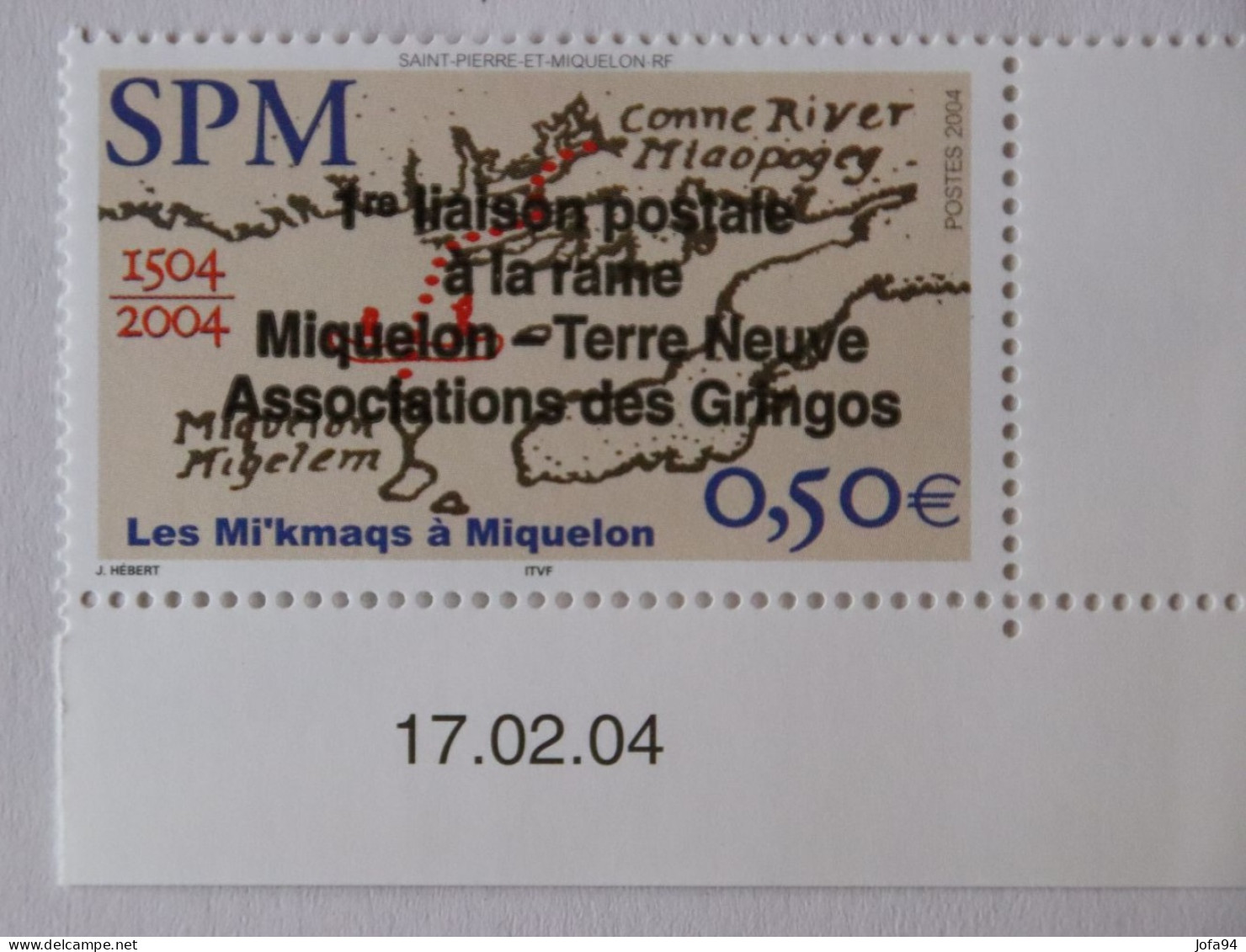 SPM 2004  1ère Liaison Postale à La Rame Miquelon Terre-Neuve Assoc Des Gringos  YT 819   Neuf - Unused Stamps