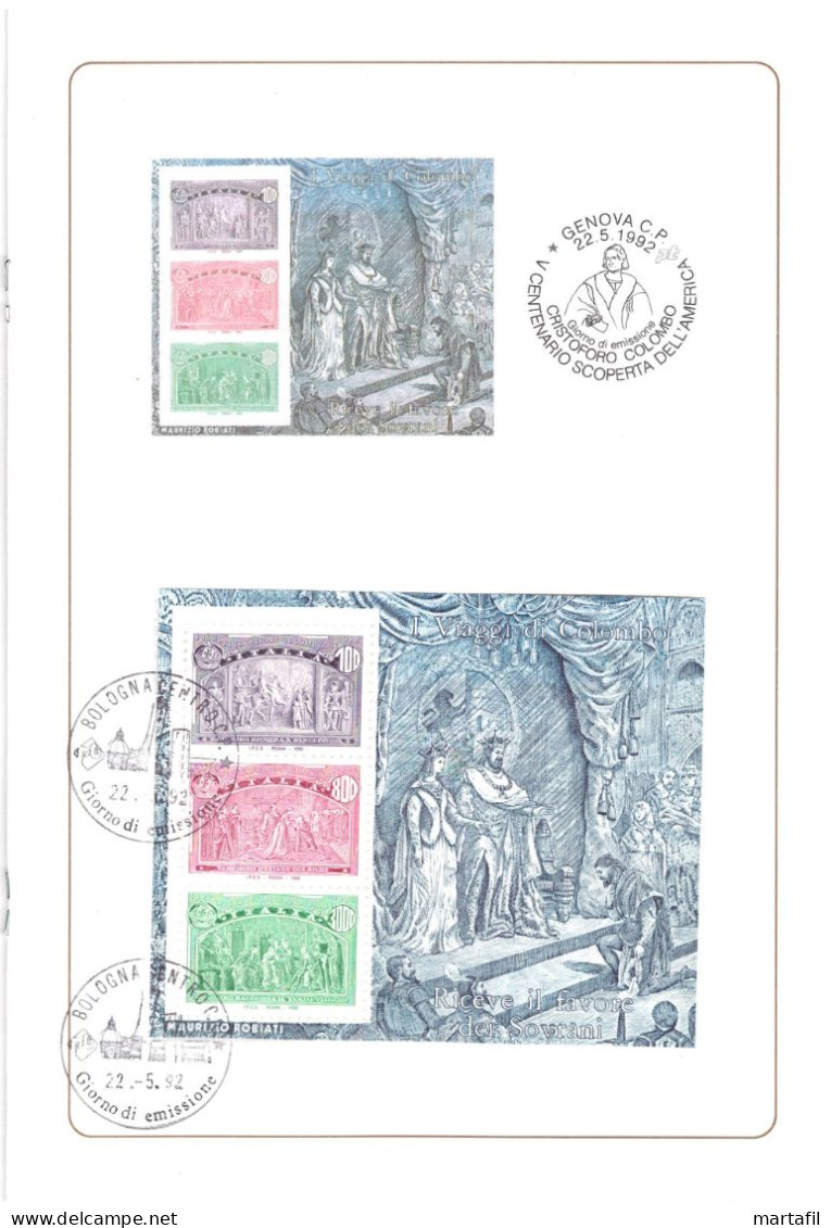 1992 Repubblica Italia BOLLETINO 6 BF Celebrativi Di Cristoforo Colombo Nel 5° Ann. Della Scoperta Dell'America - Varietà E Curiosità