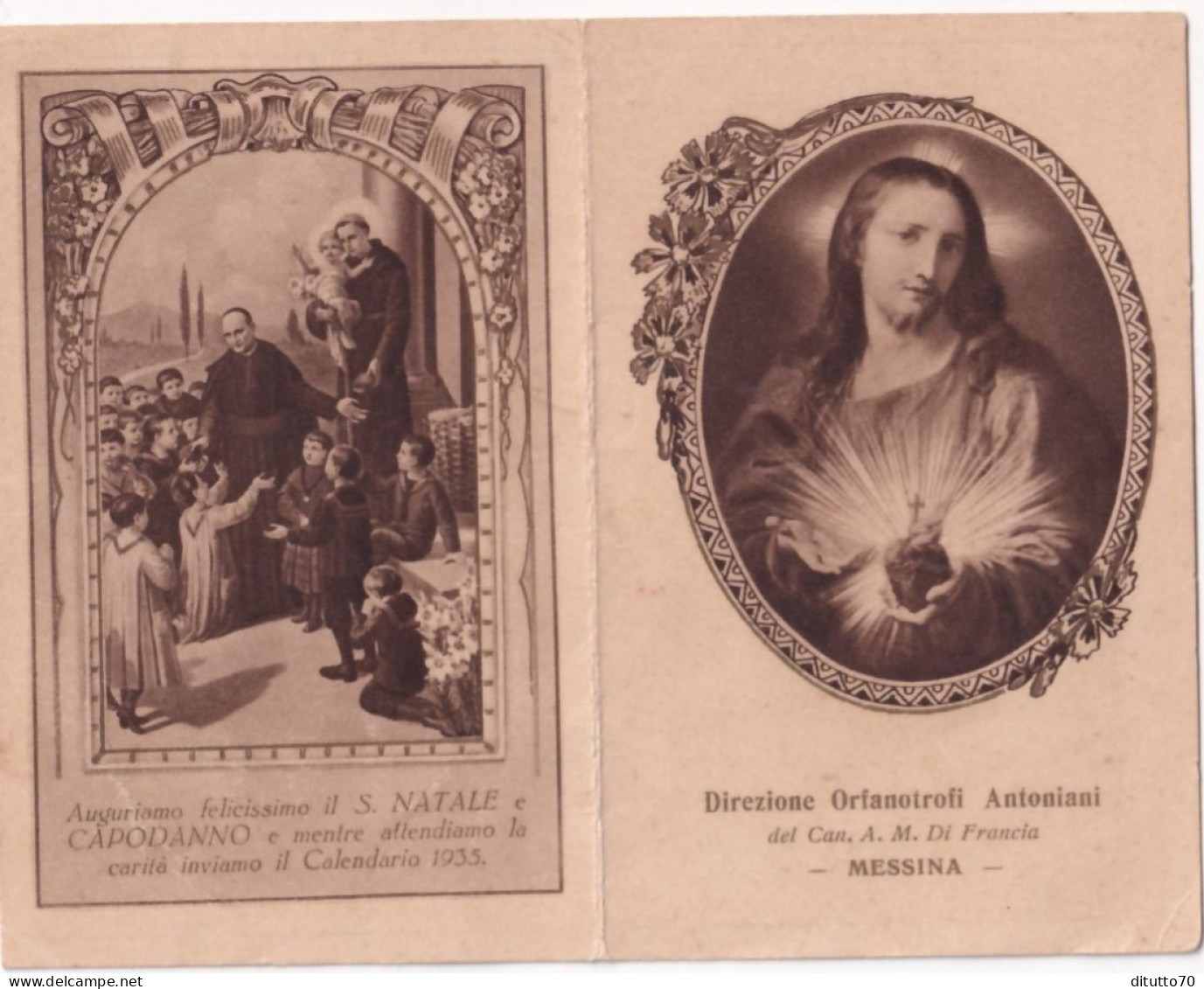 Calendarietto - Direzione Orfanotrofi Antoniani - Messina - Anno 1935 - Formato Piccolo : 1921-40