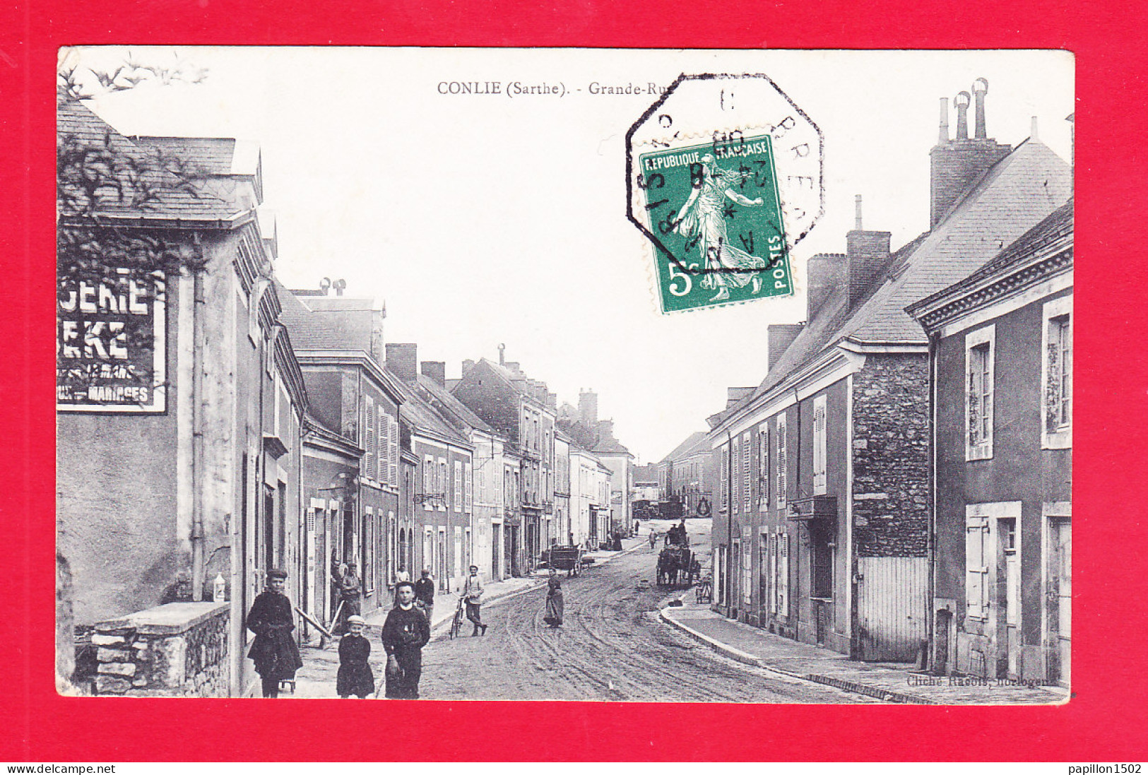 F-72-Conlie-02A88 La Grande Rue, Cpa - Conlie