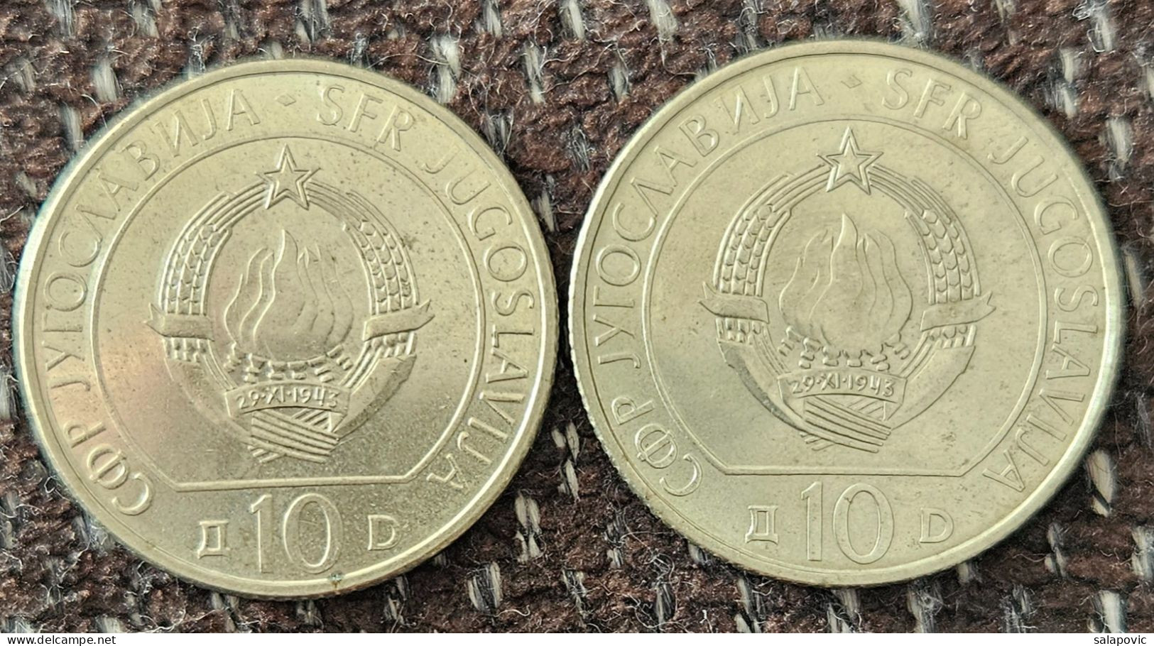 2 X Coins Yugoslavia 10 Dinara Battle Of Neretva Battle Of Sutjeska 1983 - Jugoslavia