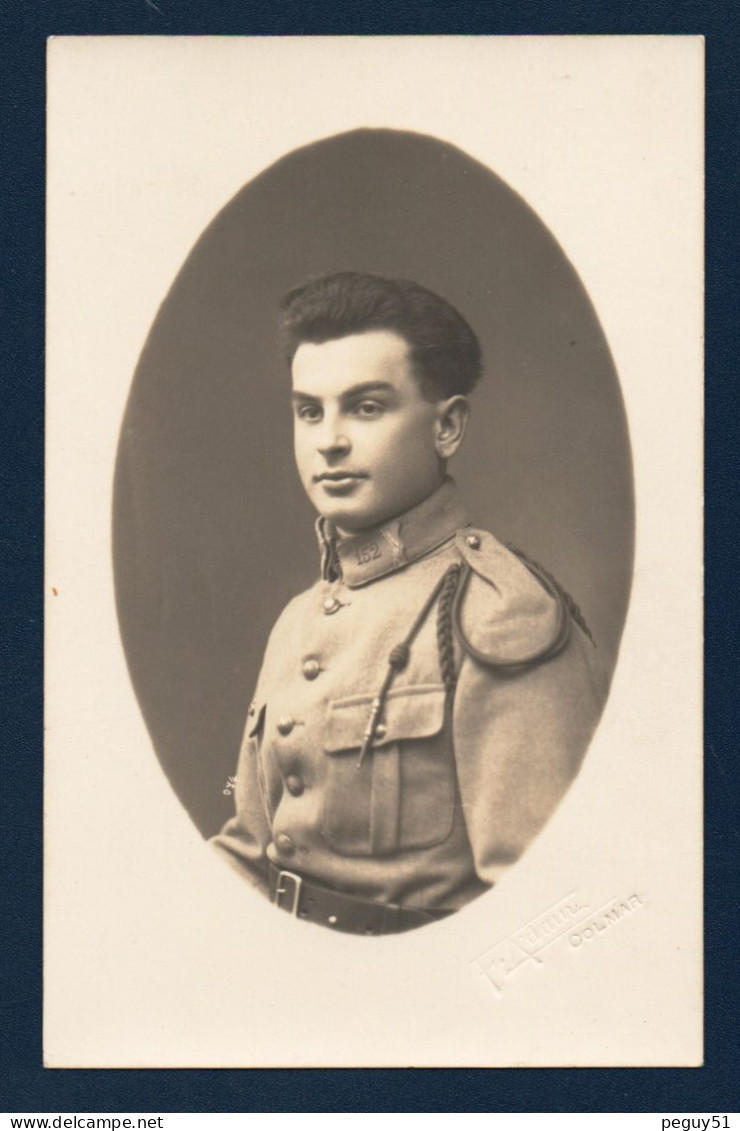 Carte-photo. Soldat Du 152ème Régiment D' Infanterie ( 7ème Brigade Blindée). Quartier Walter, Colmar. Photo F. Adam - Régiments