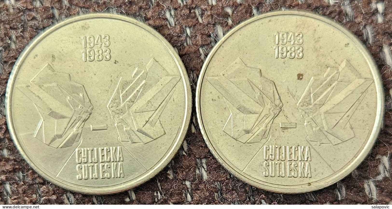2 X Coins Yugoslavia 10 Dinara Battle Of Sutjeska 1983 - Yougoslavie