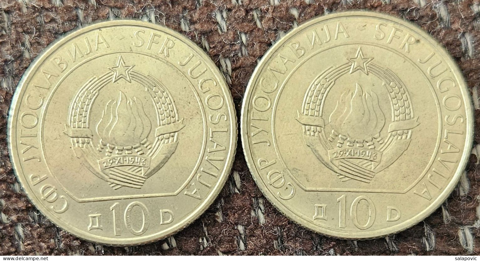 2 X Coins Yugoslavia 10 Dinara Battle Of Sutjeska 1983 - Yugoslavia