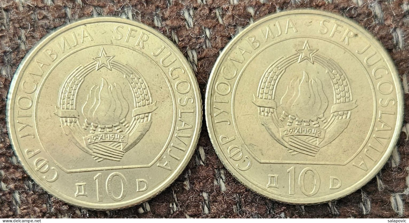 2 X Coins Yugoslavia 10 Dinara Battle Of Sutjeska 1983 - Yougoslavie