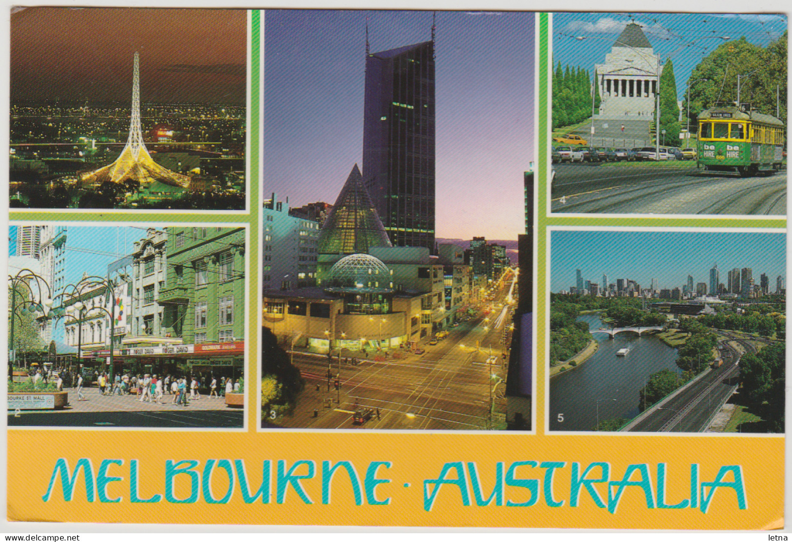 Australia VICTORIA VIC Tram River City Views MELBOURNE Nucolorvue Postcard 1995 Pmk 45c Stamp - Melbourne