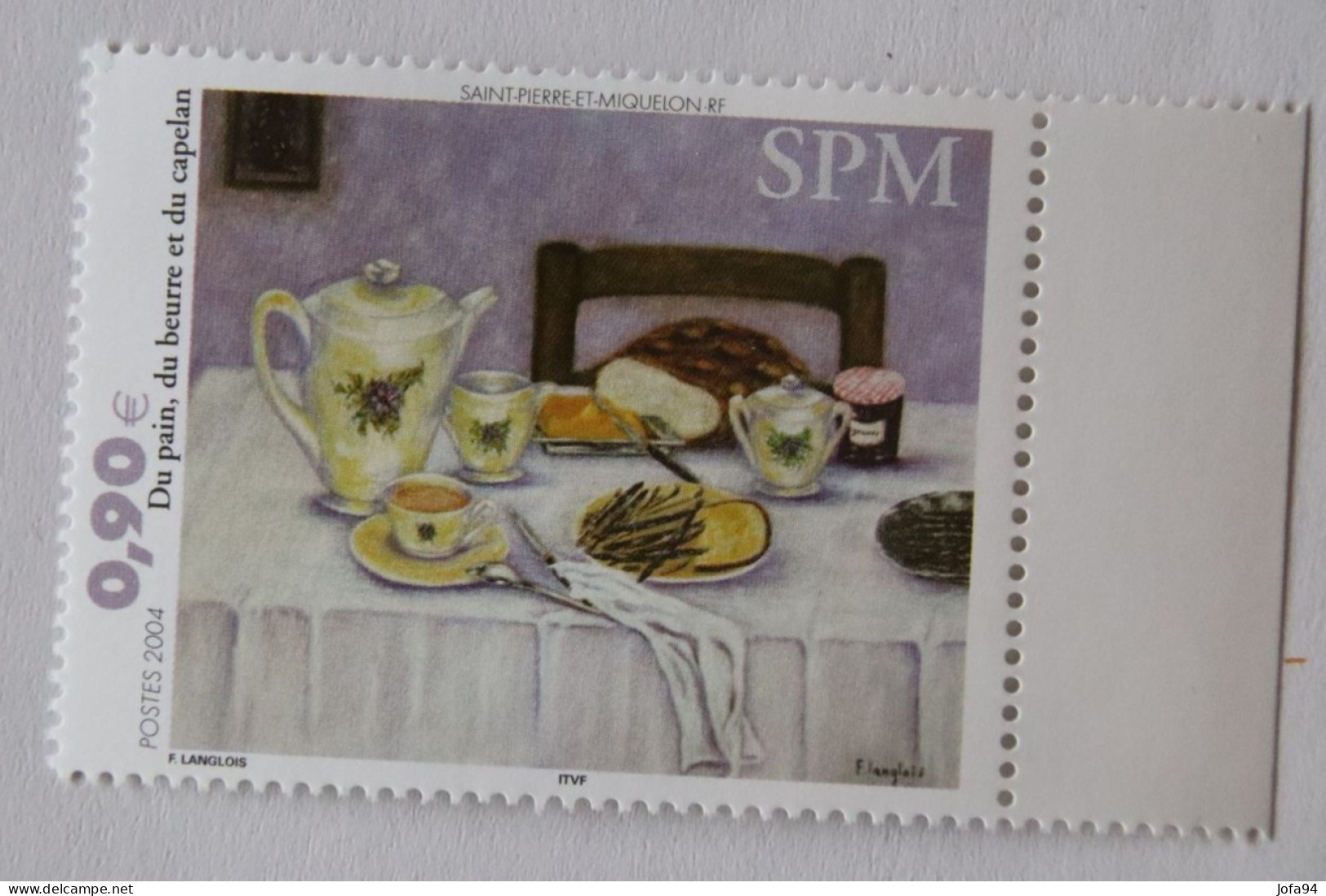 SPM 2004  Peinture Diner Beurre Pain Capelan  Tableau De Langlois YT 821   Neuf - Unused Stamps