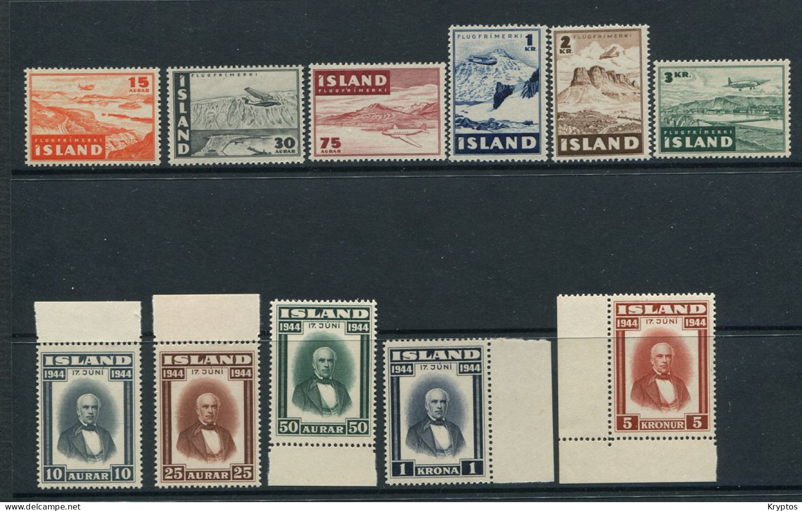 Iceland 1944-47. Jón Sigurdsson (Complete Minus 10 Kr.) + Air Mail Complete. ALL MINT** - Unused Stamps