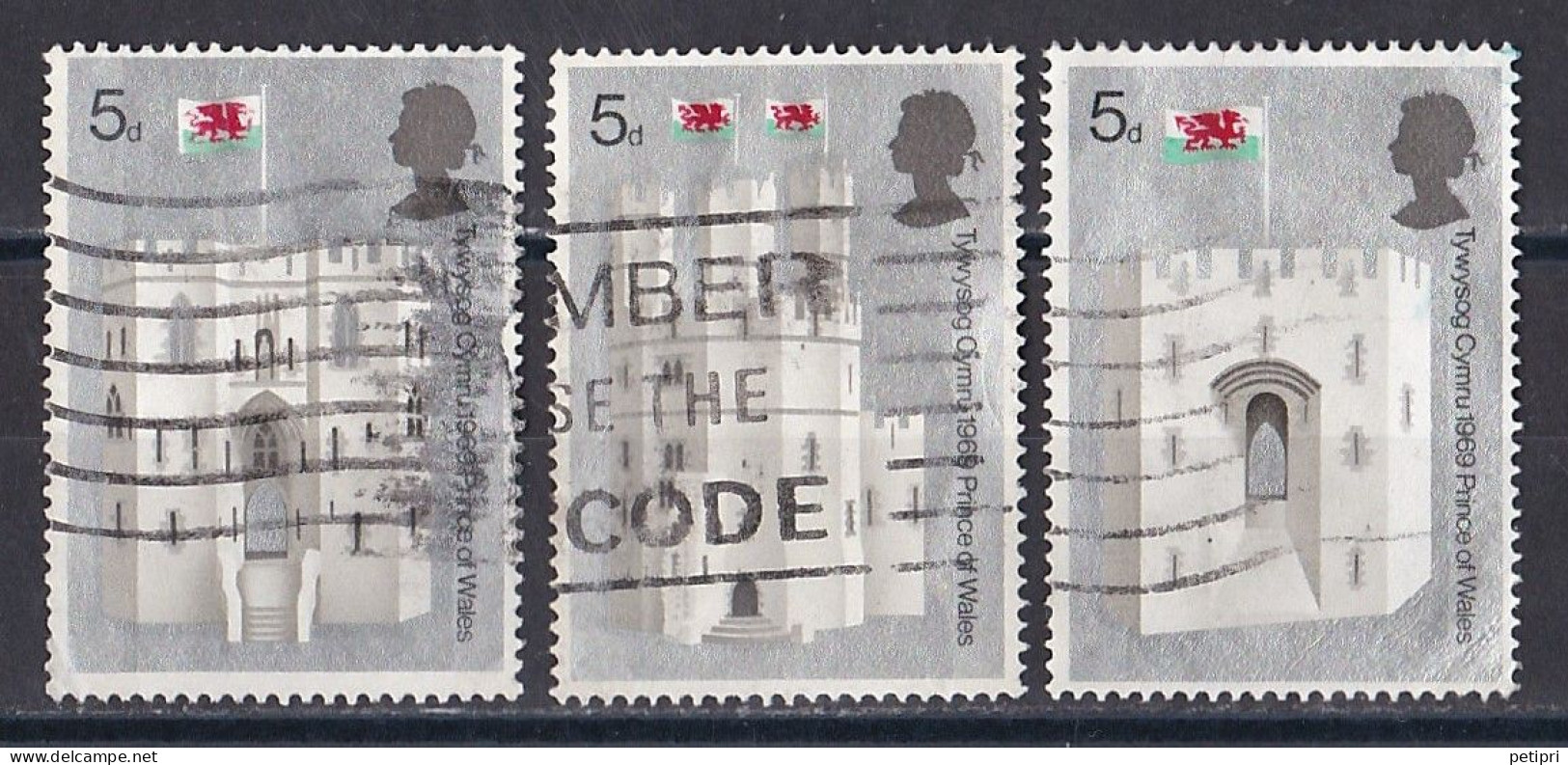 Grande Bretagne - 1952 - 1971 -  Elisabeth II -  Y&T N °  569   570   571  Oblitéré - Usati