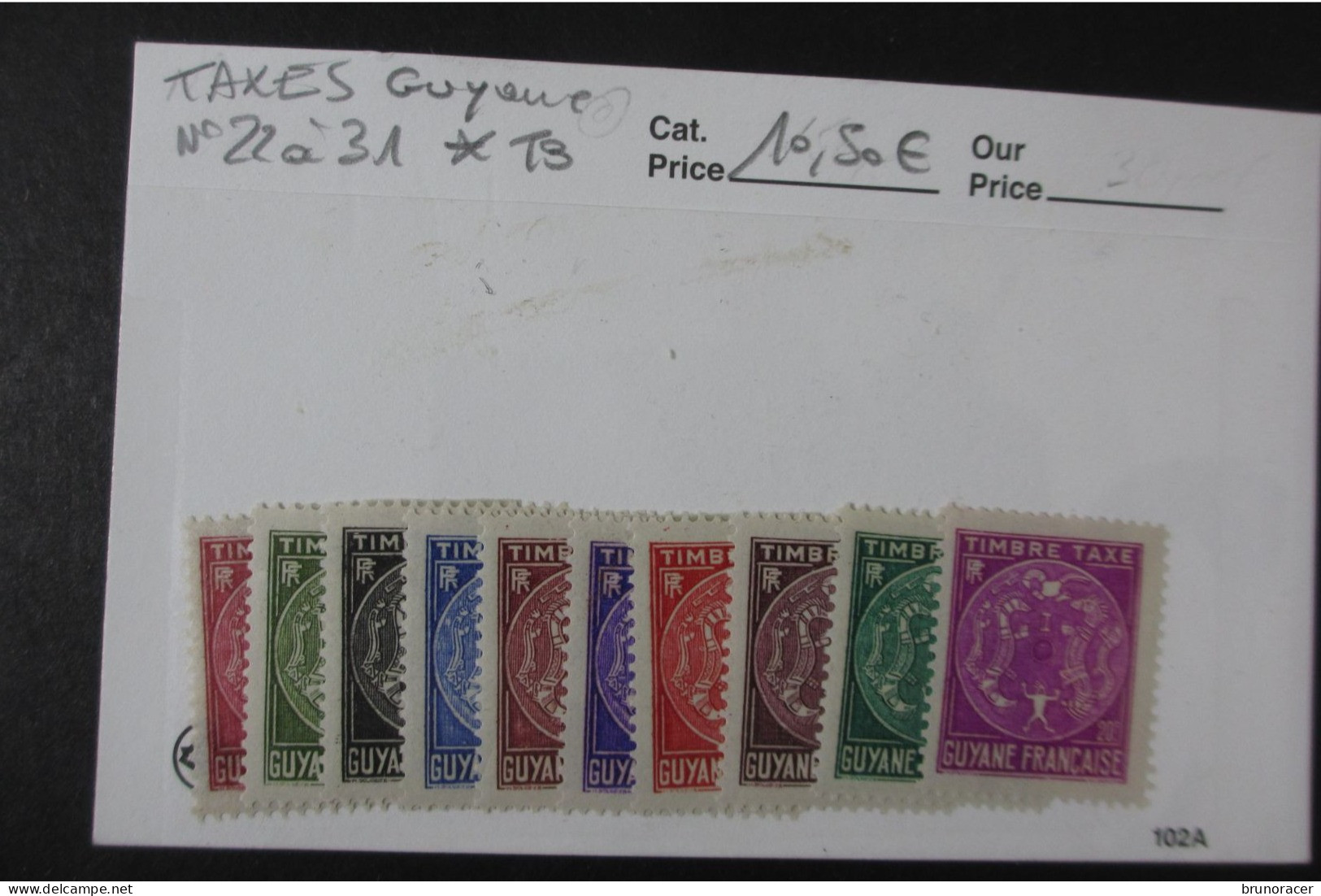 COLONIES  LOT GUYANE TAXES N°22 à 31 NEUF* TB COTE 10,50 EUROS VOIR SCANS - Usati