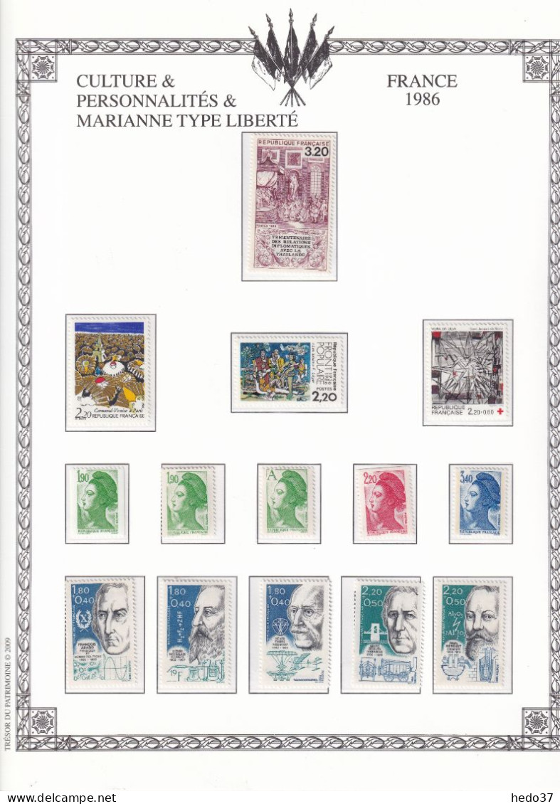 France Année Complète 1986 - N°2393/2451 - Neufs ** Sans Charnière - TB - 1980-1989