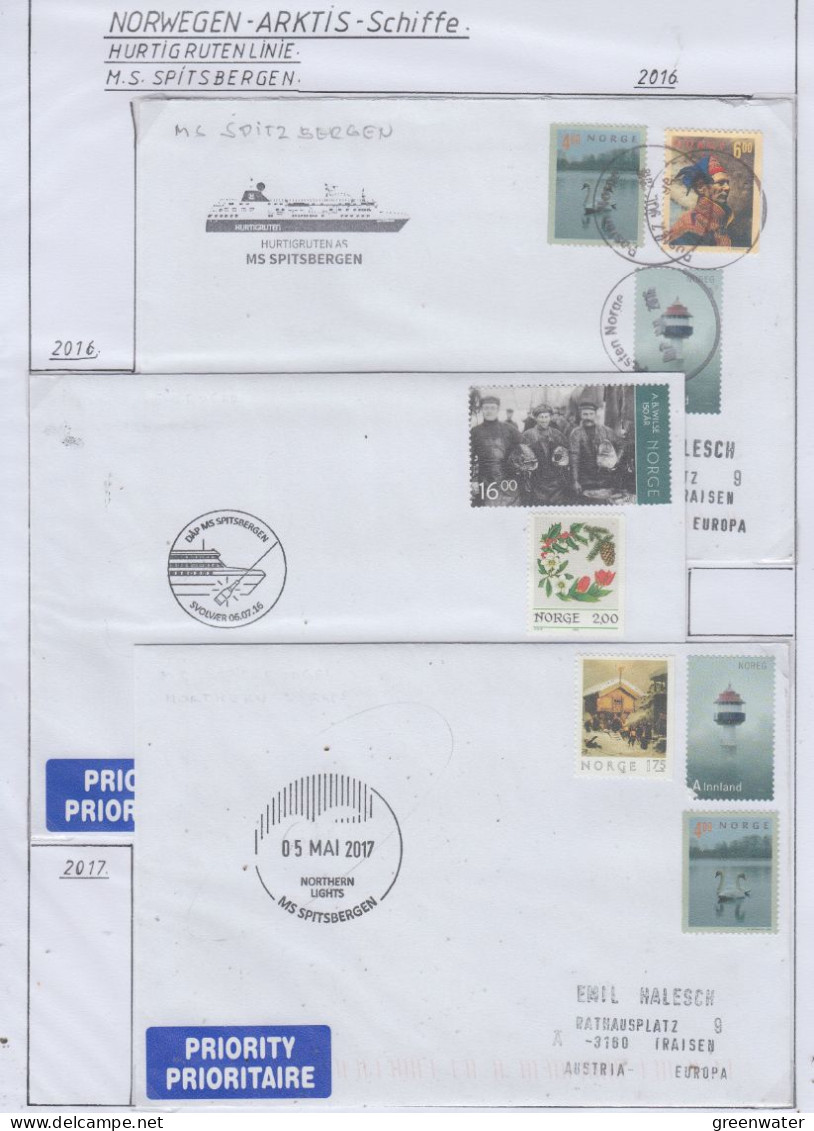 Norway Hurtigruten MS Spitsbergen 3 Covers  (HI201) - Poolshepen & Ijsbrekers