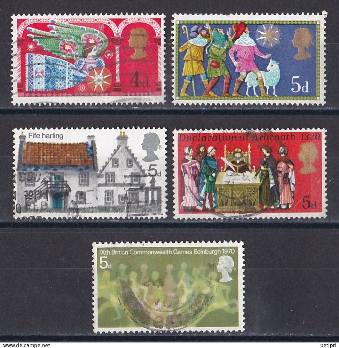 Grande Bretagne - 1952 - 1971 -  Elisabeth II -  Y&T N °  579   580   582   586   596   Oblitérés - Oblitérés