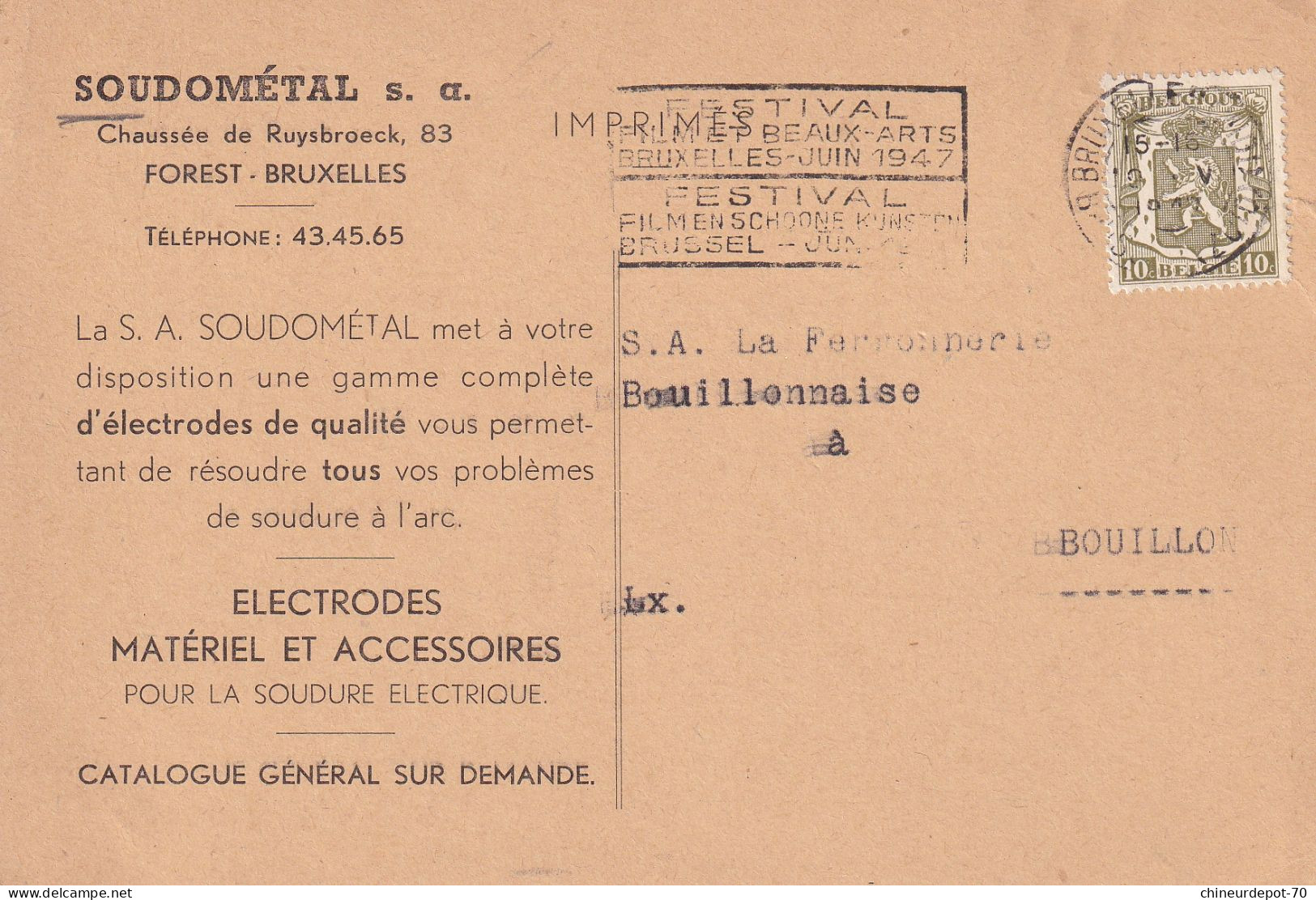 SOUDOMÉTAL S.a.     électrodes Matériel Et Accessoires Pour Pour Soudure électrique  Forest 1947 - Oblitérés