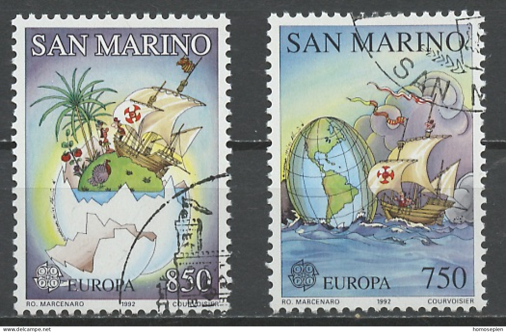 Saint Marin - San Marino 1992 Y&T N°1301 à 1302 - Michel N°1508 à 1509 (o) - EUROPA - Used Stamps