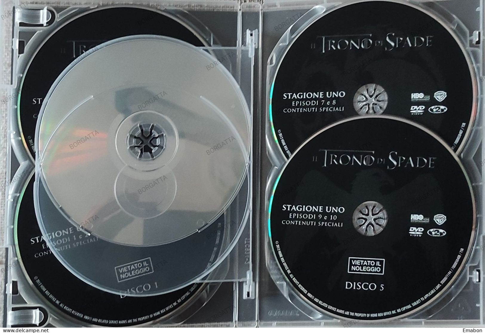 BORGATTA - FANTASTICO - BOX 5 Dvd " IL TRONO DI SPADE PRIMA STAGIONE "-  - HBO 2014 -  USATO In Buono Stato - Mystery