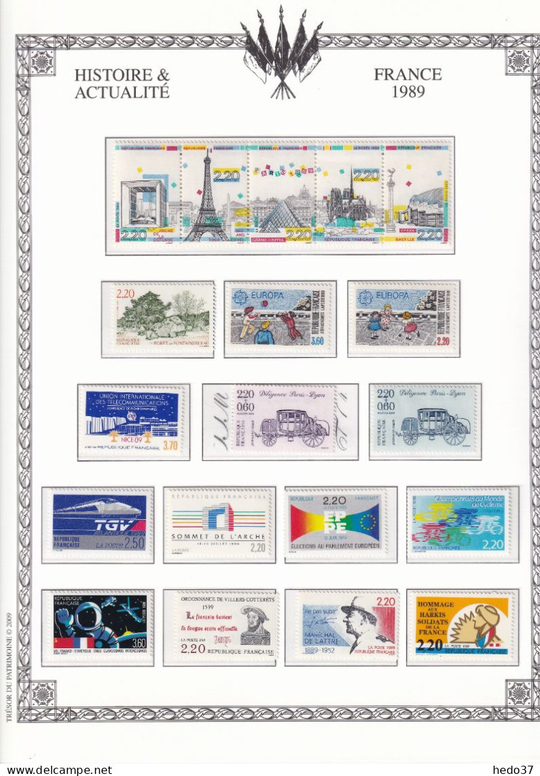 France Année Complète 1989 - N°2560/2614 - Neufs ** Sans Charnière - TB - 1980-1989