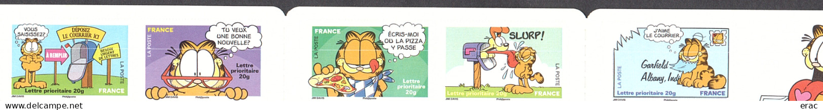 France - Ligne Parasite Horizontale Sur Les 5 Tp Du Haut (et Les Marges) - Carnet BC 194 - Neuf ** Autoadhésif Garfield - Postzegelboekjes