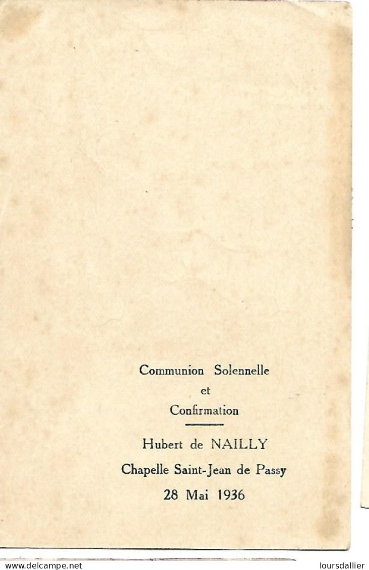 28 Mai 1936 Hubert De NAILLY Souvenir De La Communion Solennelle Collège St Jean De Passy  68 - Kommunion Und Konfirmazion