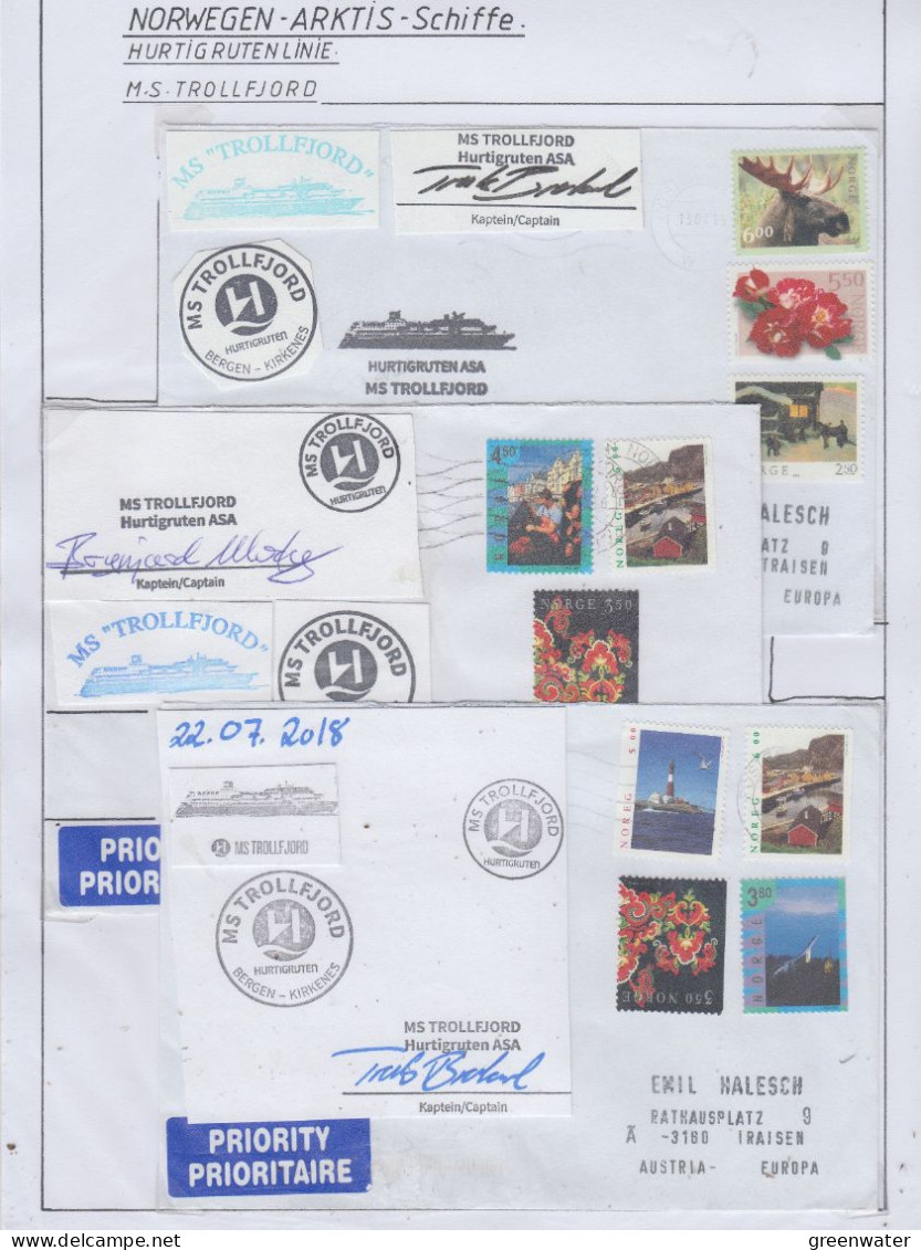 Norway Hurtigruten MS Trollfjord 3 Covers  (HI204) - Polar Ships & Icebreakers