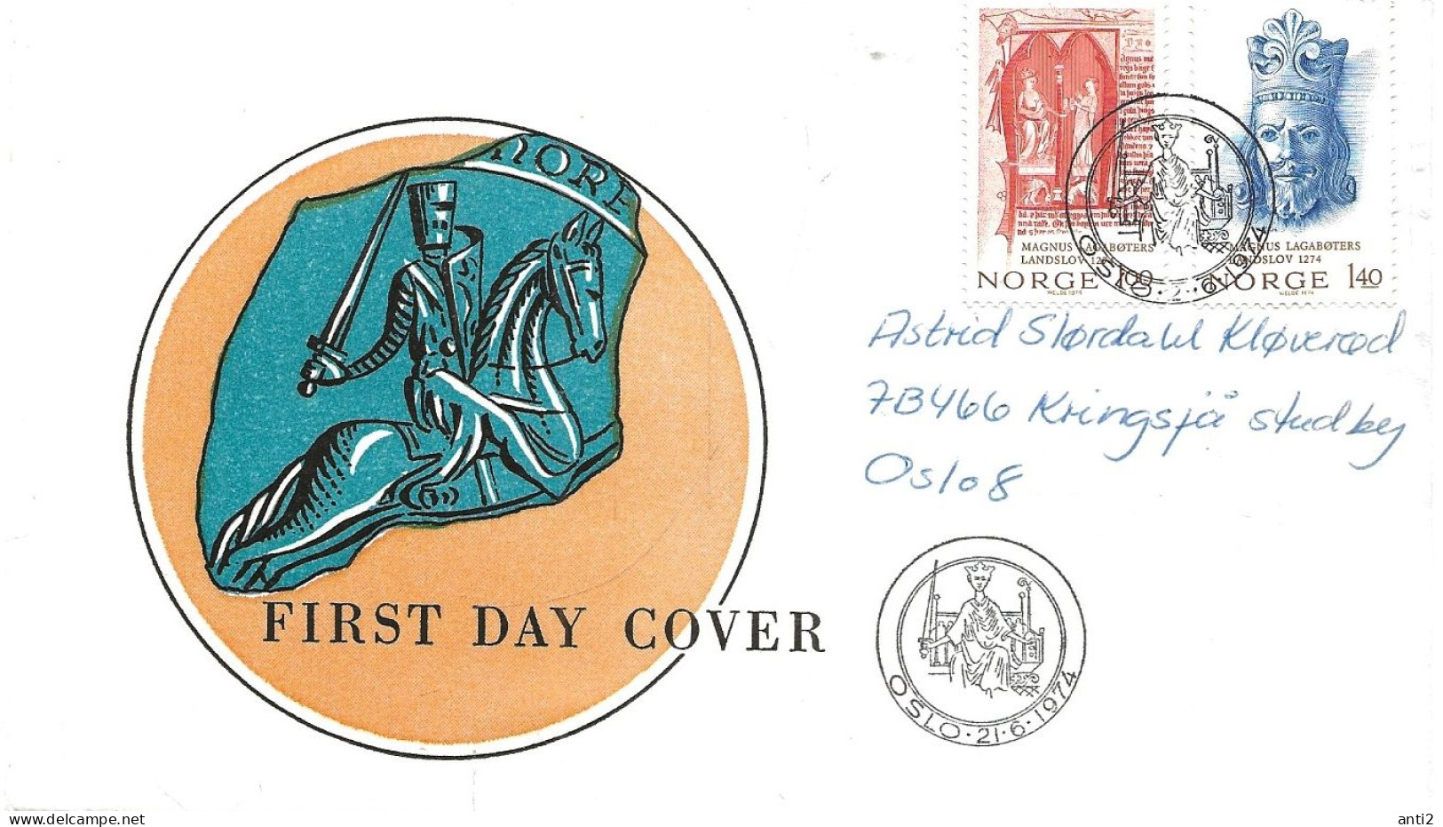 Norway Norge 1974  700th Anniversary Of King Magnus Lagabøter's Imperial Act MI 683 - 684 , FDC - Briefe U. Dokumente