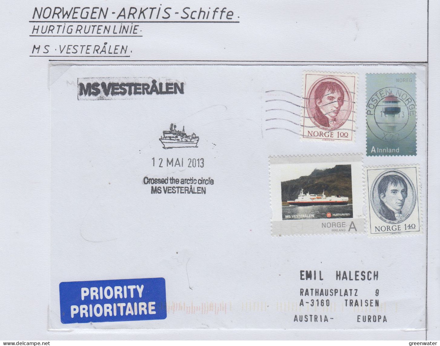 Norway Hurtigruten MS  Vesterälen 4 Covers  (HI205) - Navires & Brise-glace