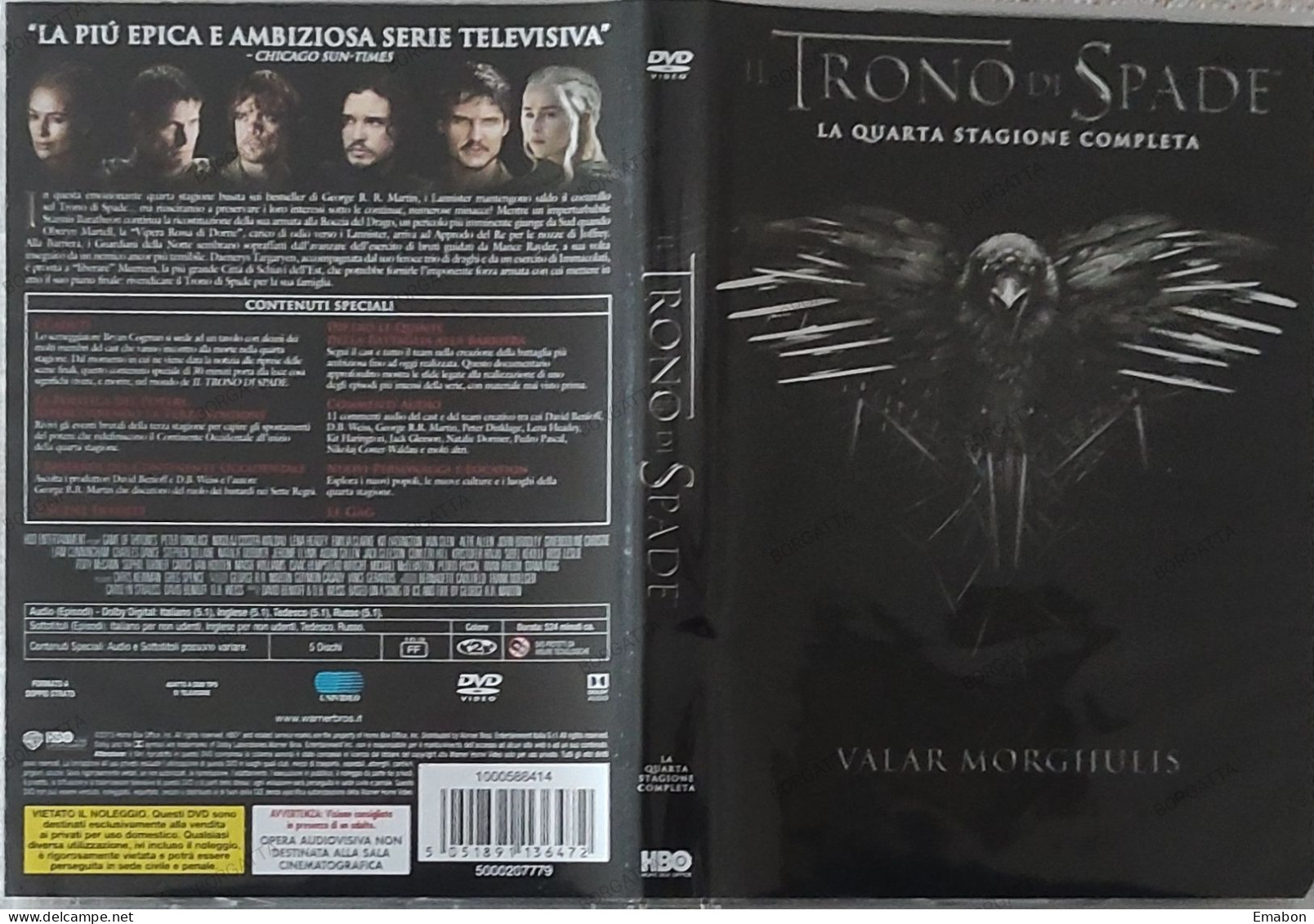 BORGATTA - FANTASTICO - BOX 5 Dvd " IL TRONO DI SPADE QUARTA STAGIONE "-  - HBO 2015 -  USATO In Buono Stato - Mystery