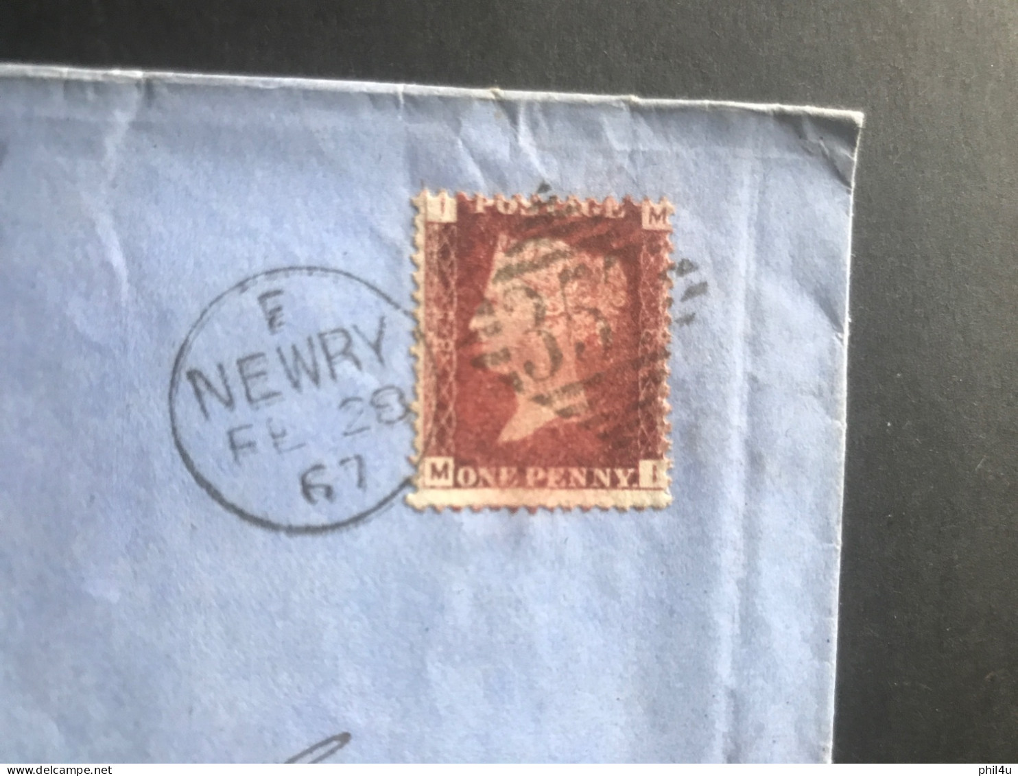 1867 QV GB 1d Red Perf Shifted’IMMI’ Newry Plus Post Mark See - Briefe U. Dokumente