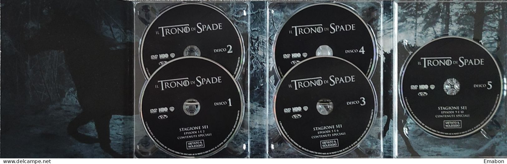 BORGATTA - FANTASTICO - BOX 5 Dvd " IL TRONO DI SPADE SESTA STAGIONE "-  - HBO 2015 -  USATO In Buono Stato - Fantasy