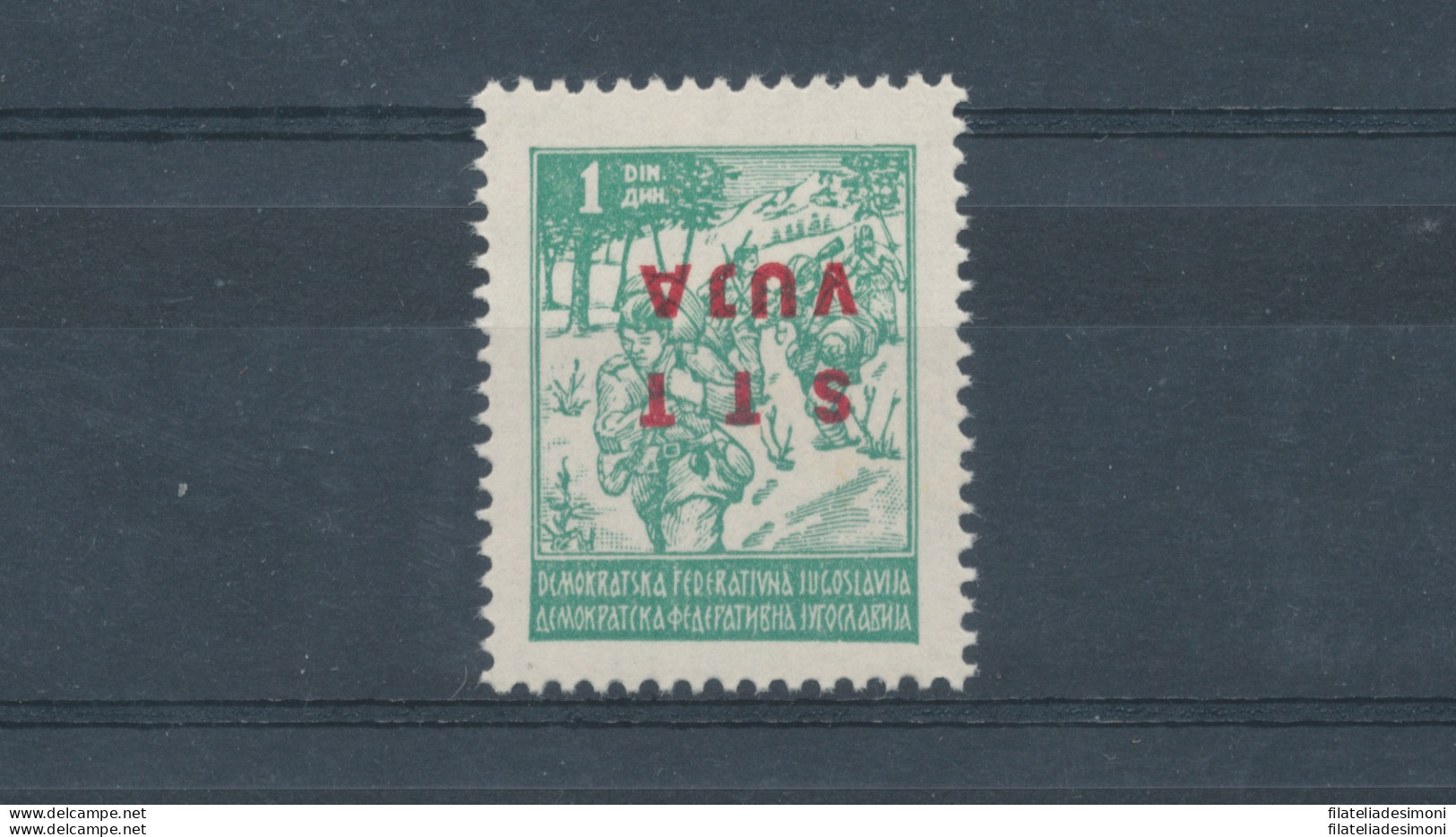 1949 TRIESTE B, N° 8b - 8 D. Verde, Soprastampa Capovolta , MNH** - Sonstige & Ohne Zuordnung