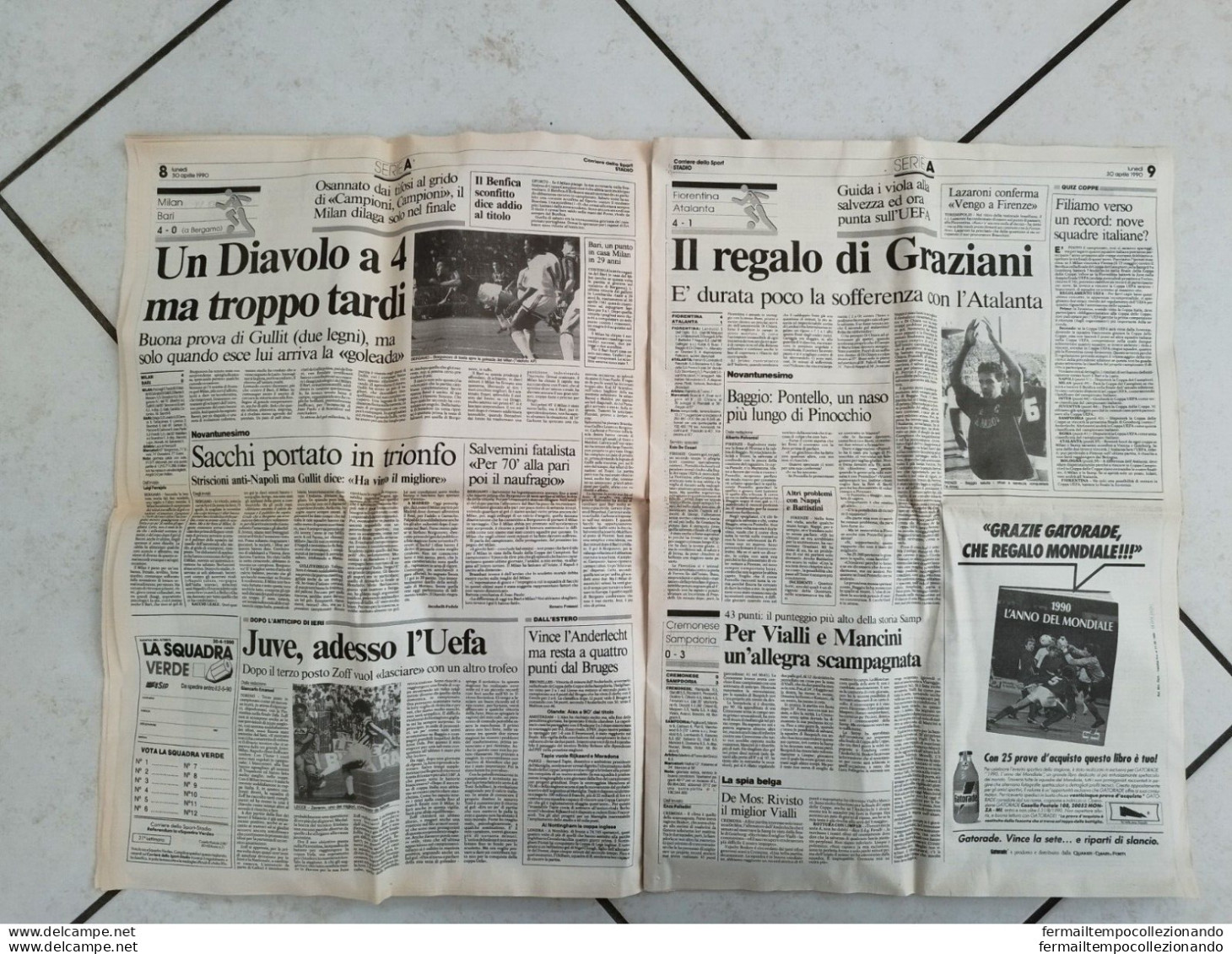 br giornale  corriere dello sport pazzi di gioia scudetto 1990 maradona