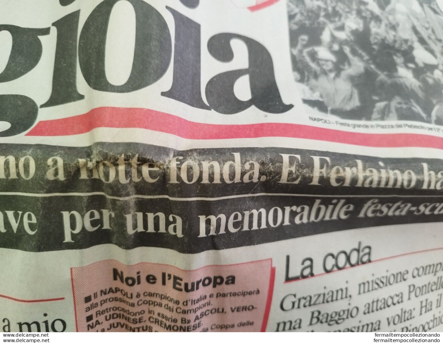 br giornale  corriere dello sport pazzi di gioia scudetto 1990 maradona