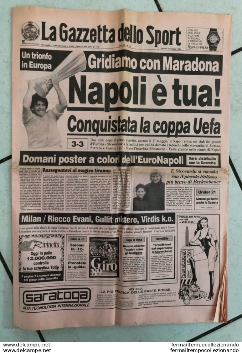 Br Giornale Gazzetta Dello Sport Napoli E' Tua! Conquista Della Coppa Uefa 1989 - Livres