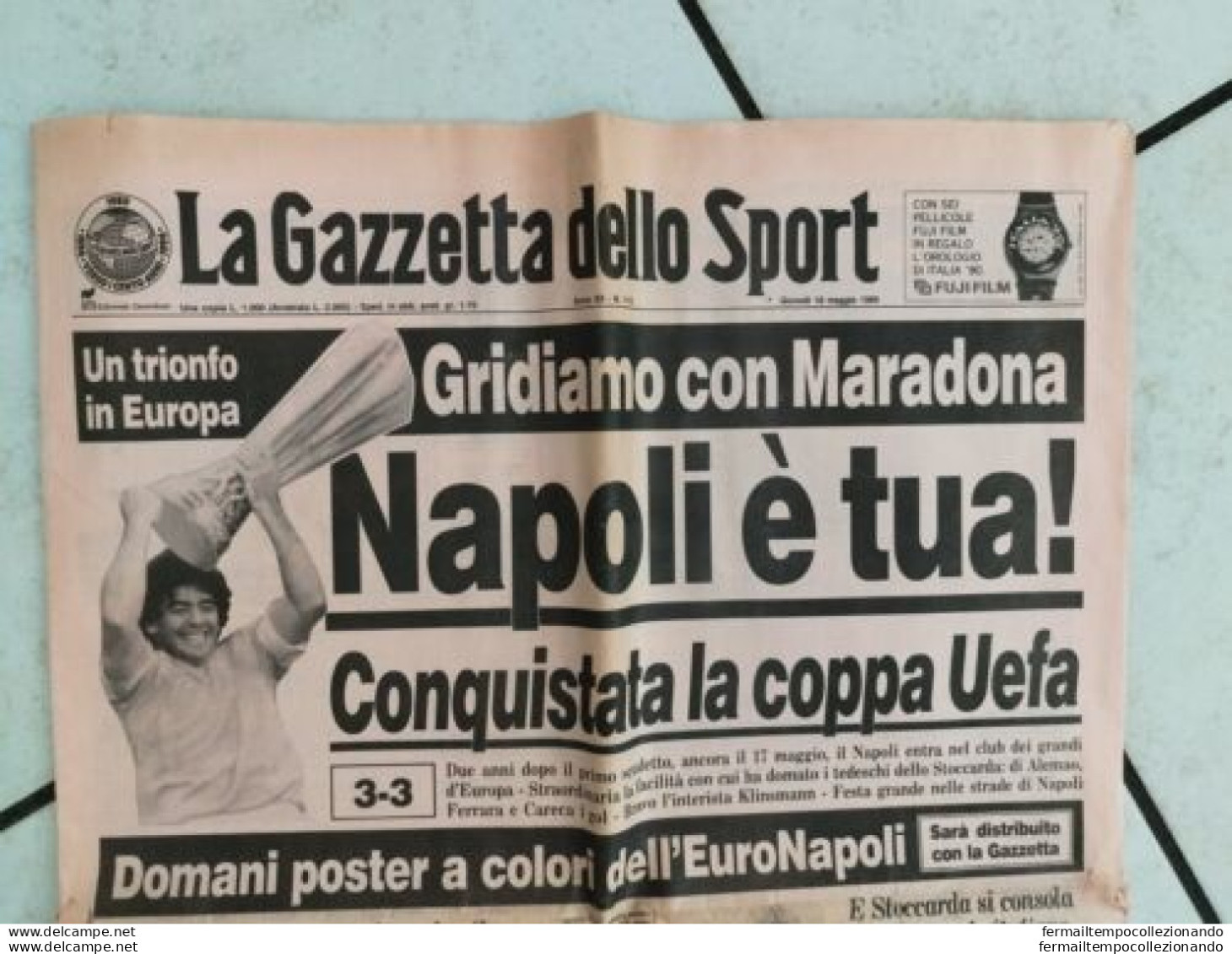 Br Giornale Gazzetta Dello Sport Napoli E' Tua! Conquista Della Coppa Uefa 1989 - Libros
