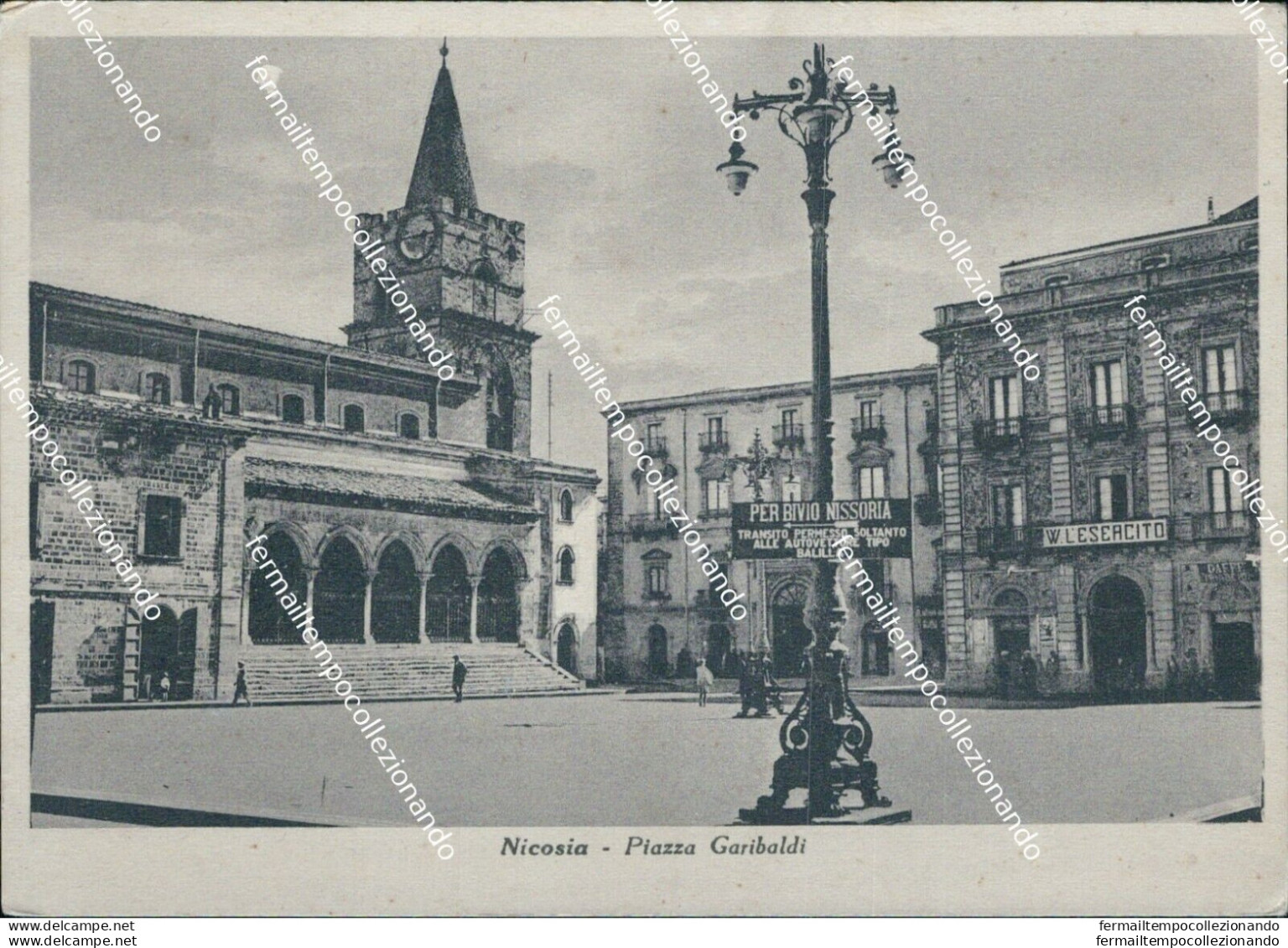 Ci373 Cartolina Nicosia Piazza Garibaldi Provincia Di Enna Sicilia - Enna