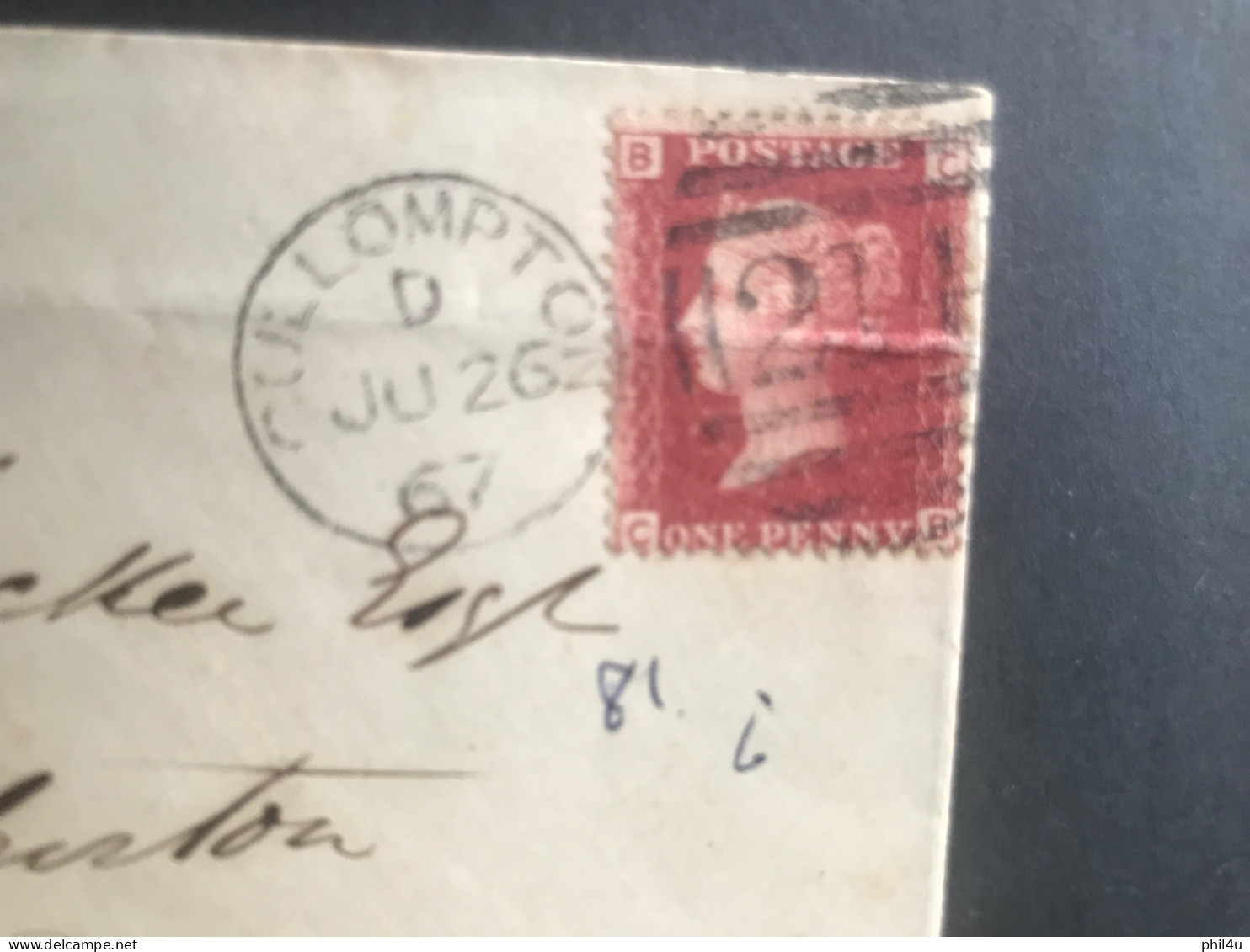 1858-67 QV 2 GB 1d Red Perf Shifted’ 387-1211 Post Mark See - Briefe U. Dokumente