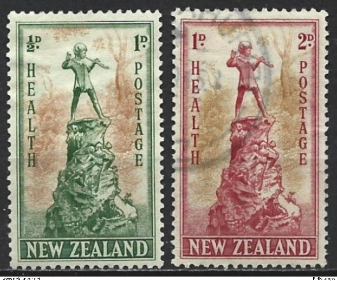 New Zealand 1945. Scott #B26-7 (U) Peter Pan Statue, London  *Complete Set* - Service