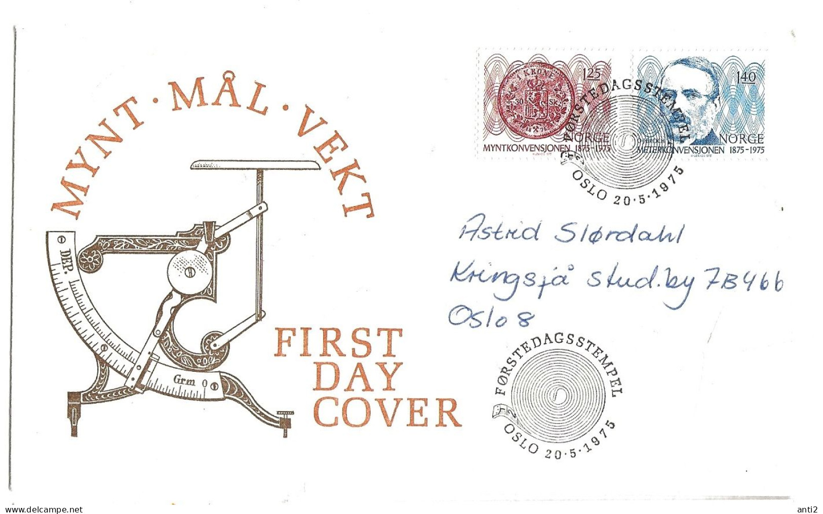 Norway Norge 1975 Centenary Of The Coin Convention; Centenary Of The International Meter Convention Mi  703 - 704  FDC - FDC