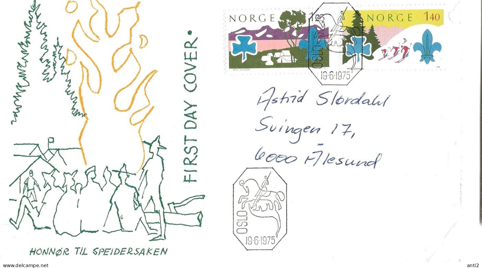 Norway Norge 1975 Scout Movement. Mi  705 - 706  FDC - FDC