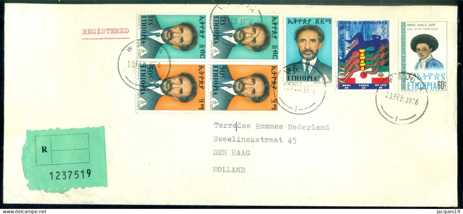 Ethiopia 1976 Registered Cover To Holland Mi 716, 759, 764 (2), 769 (2) And 843 - Ethiopie