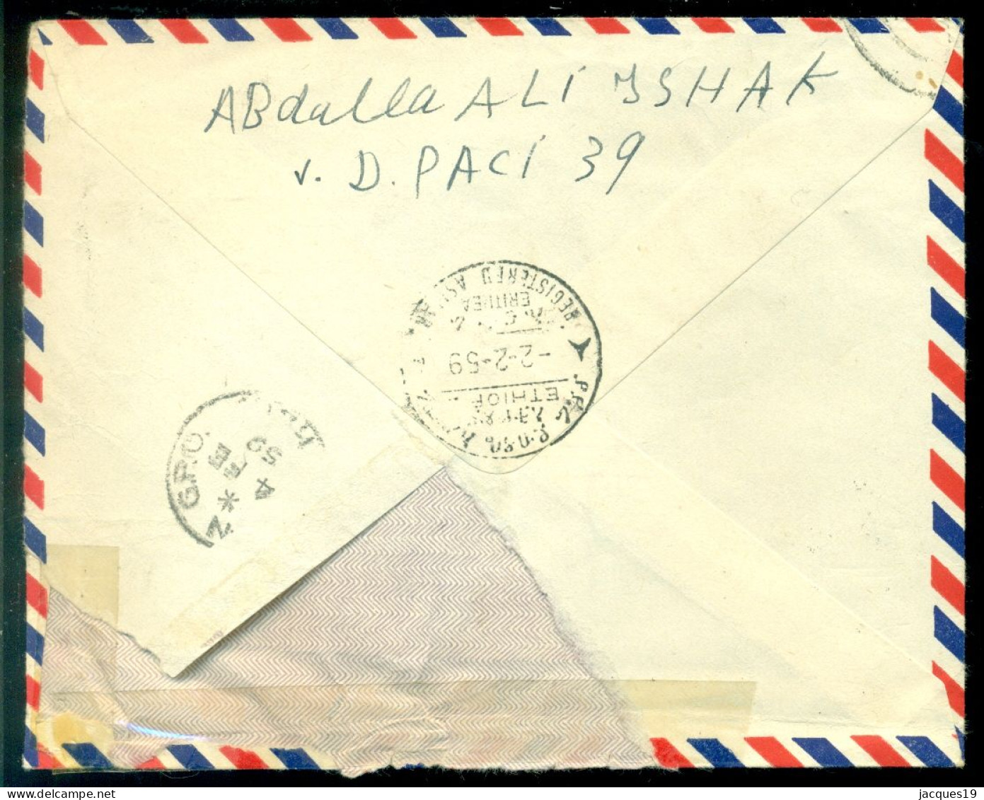 Ethiopia 1959 Registered Airmail Cover To Aden-Camp Mi 333 And 368 - Ethiopie