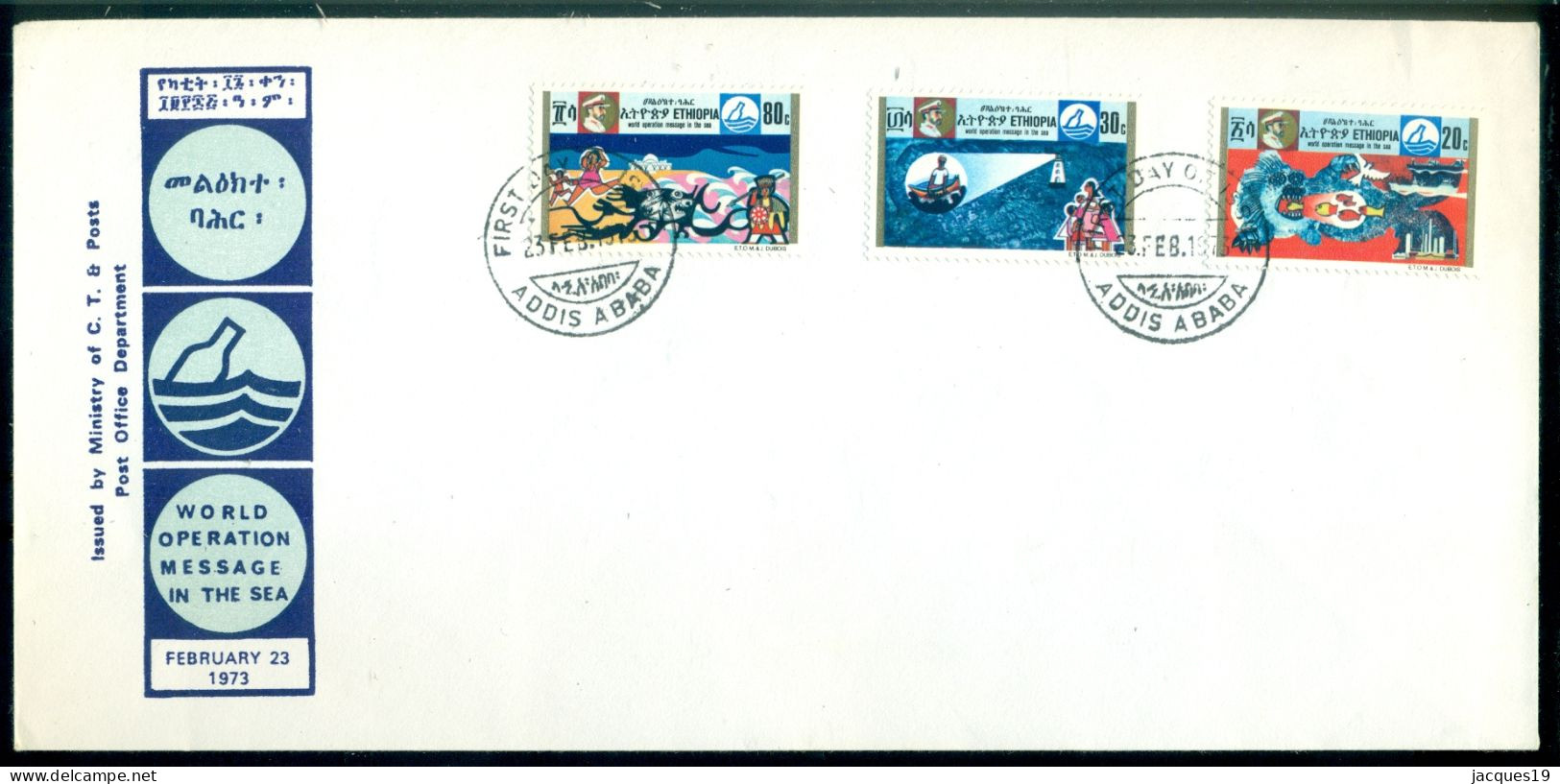 Ethiopia 1973 FDC World Operation Message In The Sea Mi 726-728 - Ethiopie