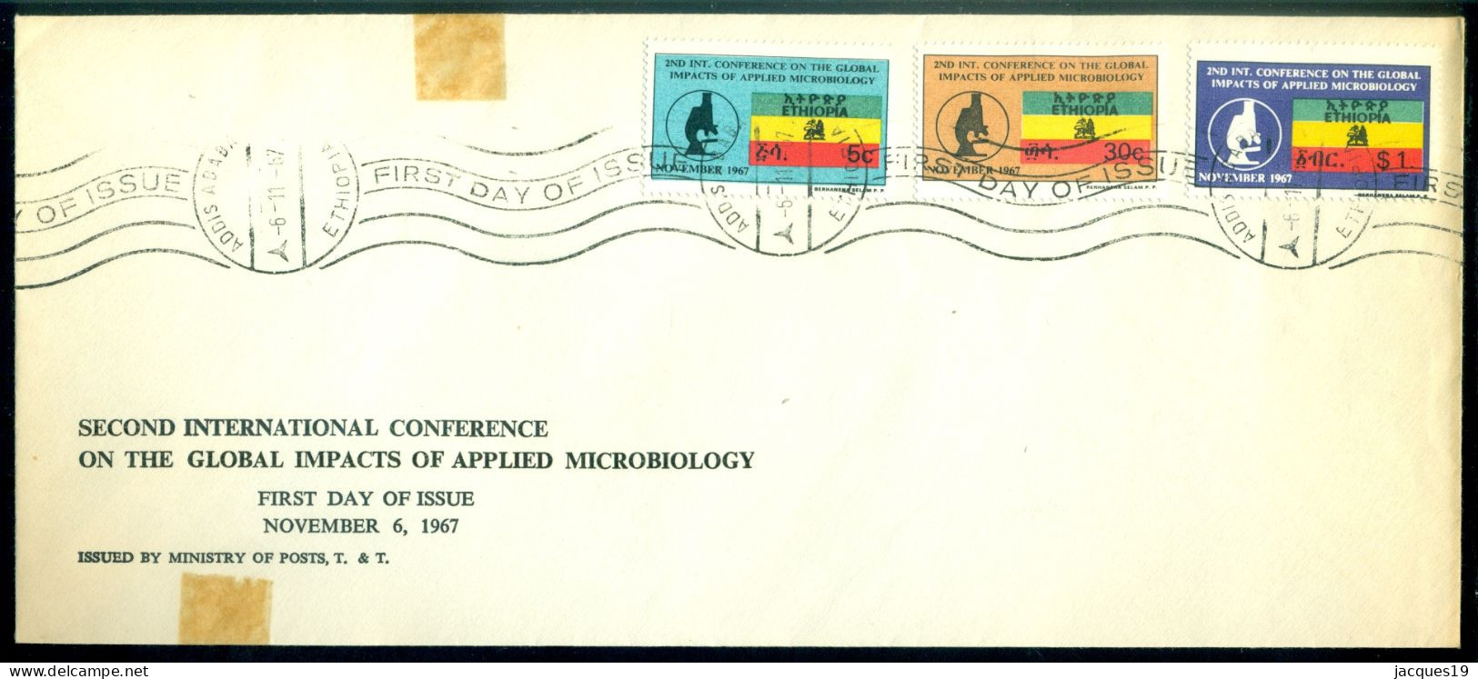 Ethiopia 1967 FDC Conference Global Impacts Of Applied Microbiology Mi 569-571 - Ethiopia