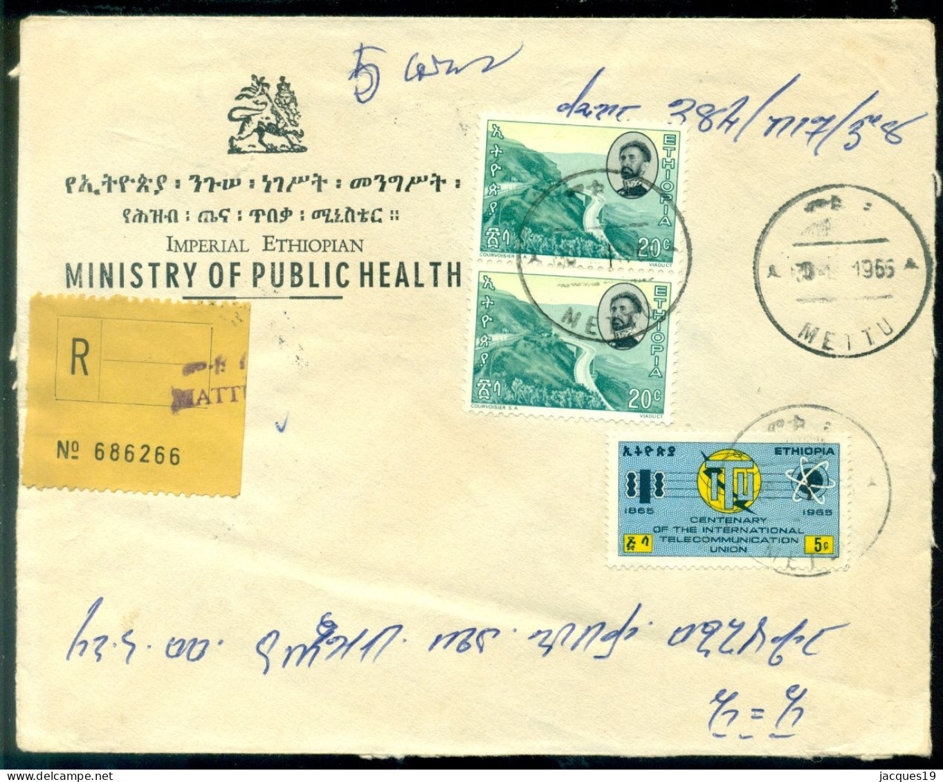 Ethiopia 1965 Registered Cover Mi 500 And 506 (2) - Ethiopia