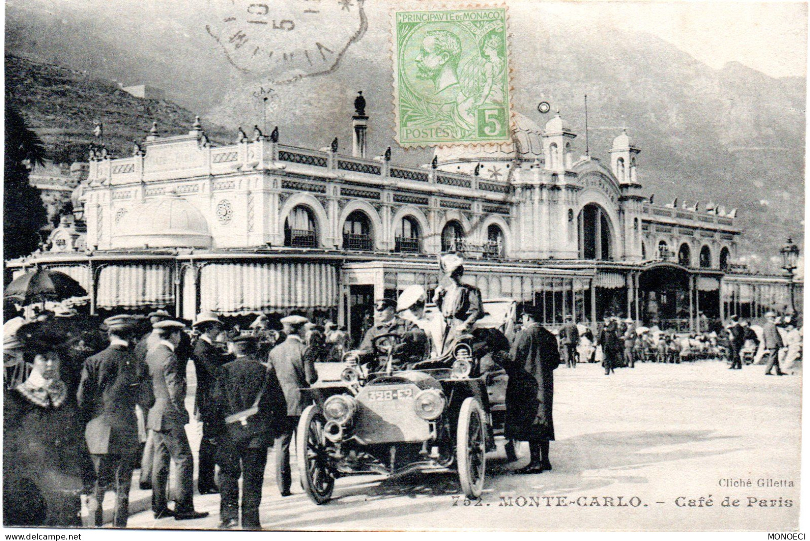 MONACO -- MONTE CARLO -- Monégasque -- CPA -- Café De Paris, Très Animée Et Voiture - Cafes & Restaurants