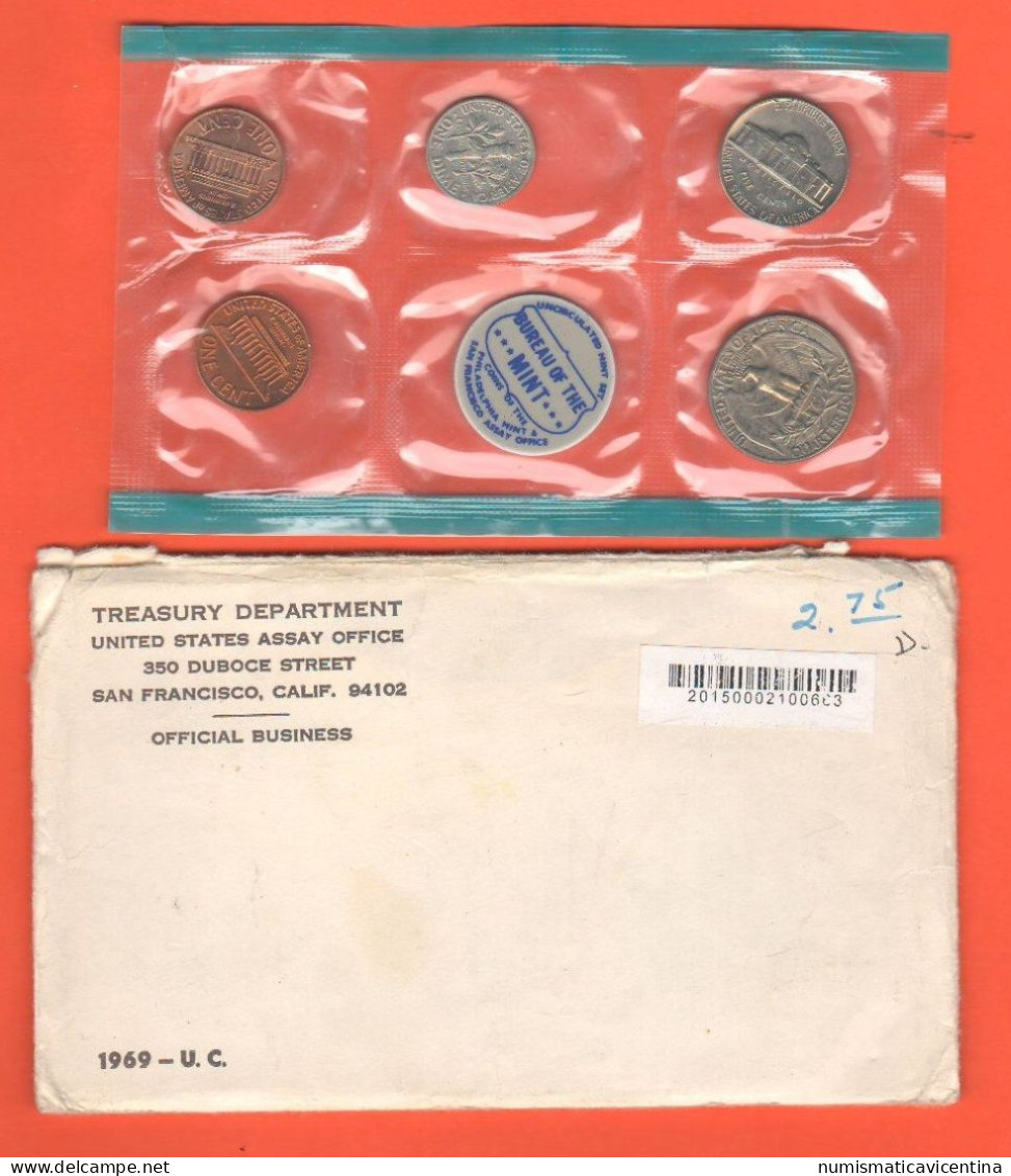 America USA 1969 Mint Set Philadelphia + San Francisco Mint - Münzsets