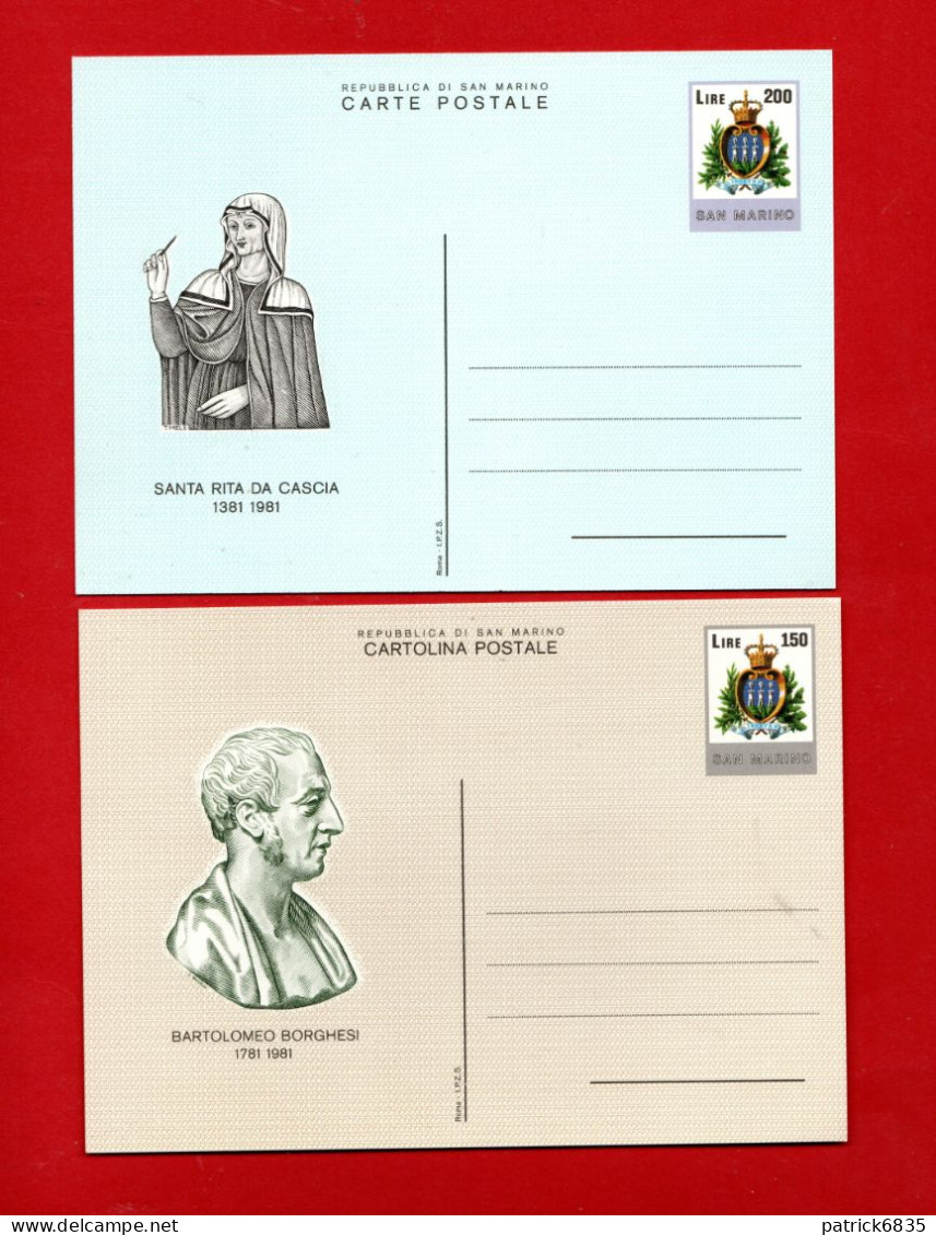 (ScC) S.Marino **- 1981 - Cartolina Postale - PERSONAGGI, C 50/51 . MNH - Postal Stationery